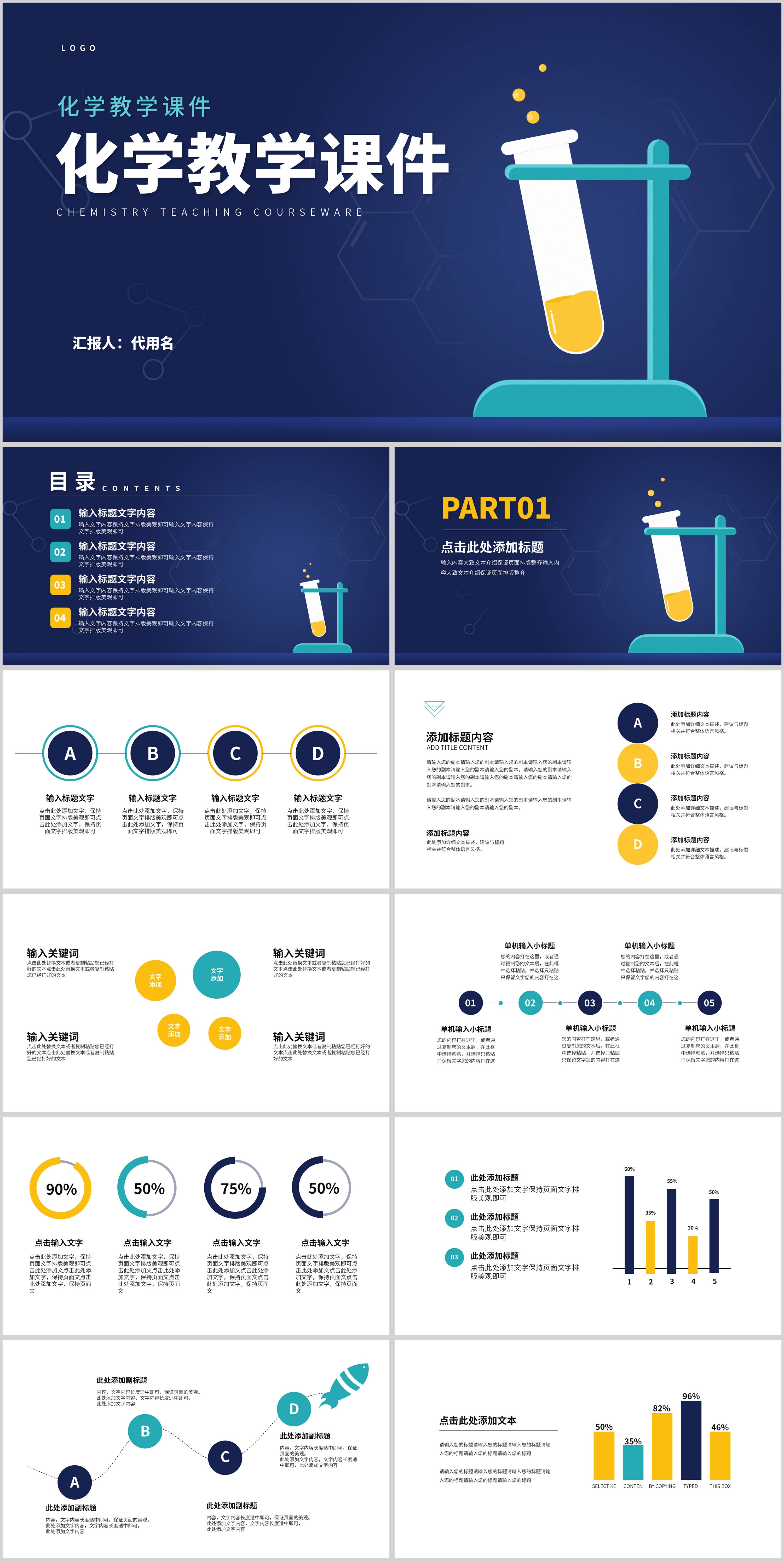 深色化学课堂教学汇报PPT模板