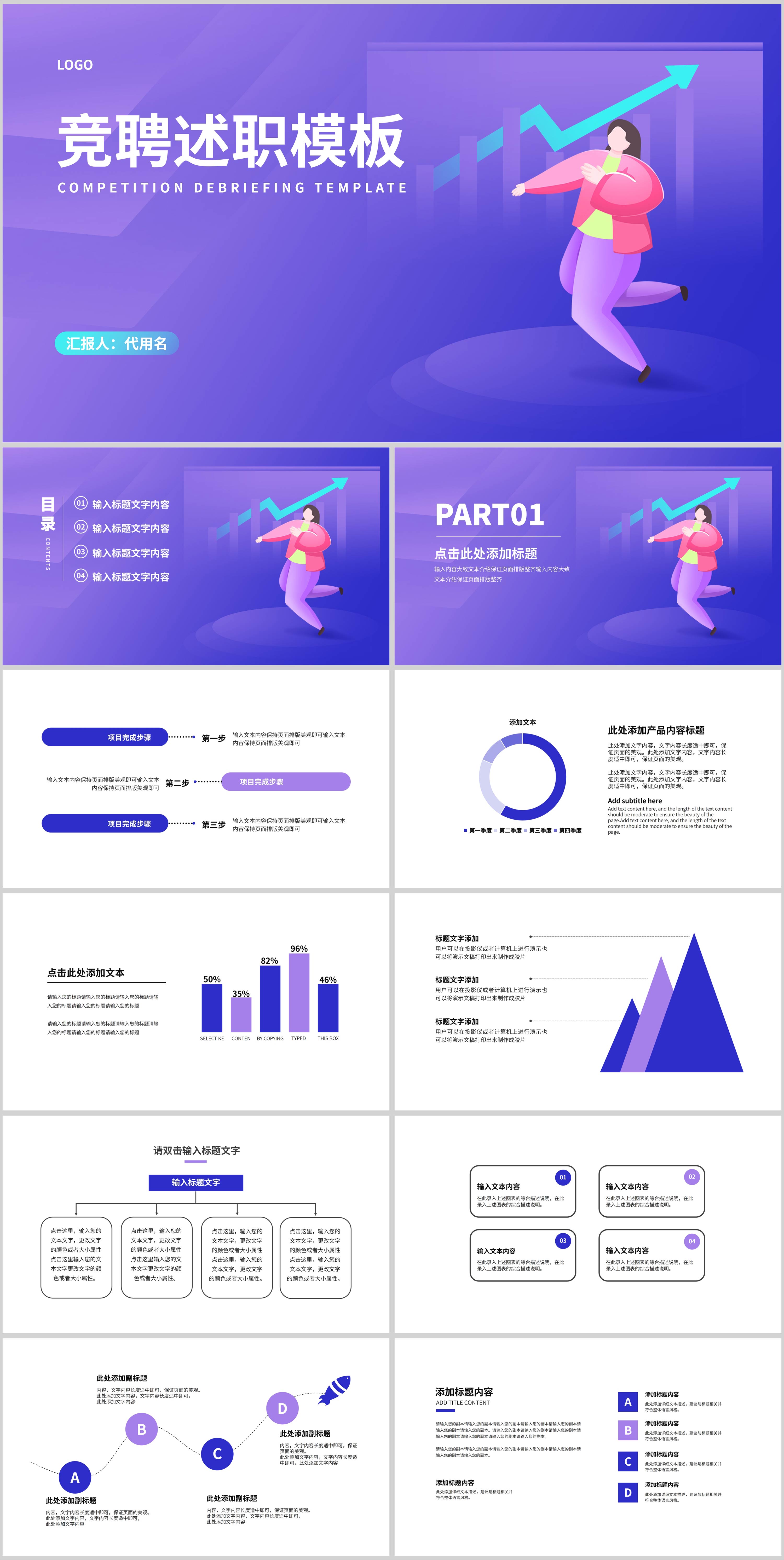 简约职场岗位竞聘述职汇报PPT模板