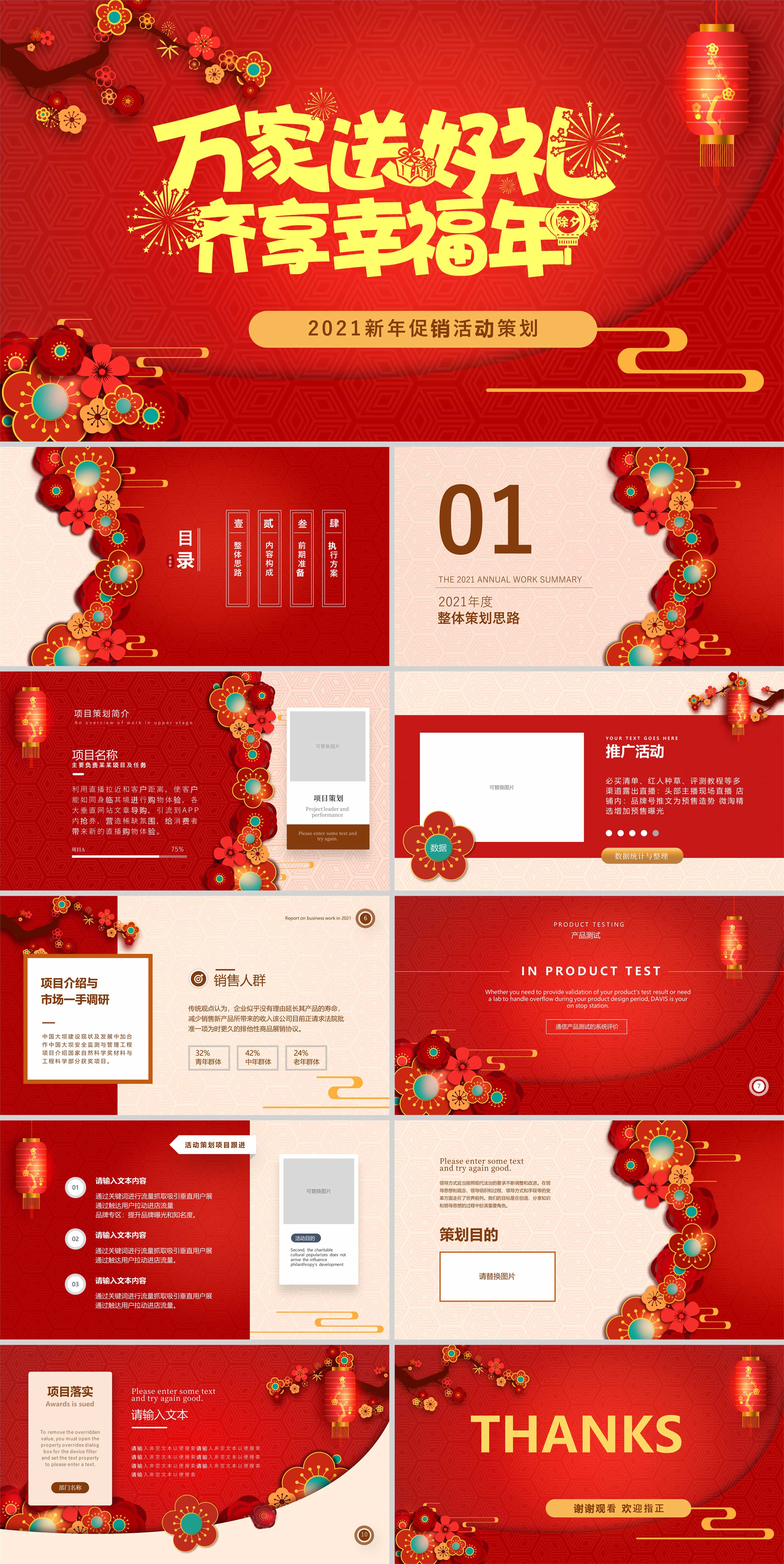 红色喜庆新年促销活动策划PPT模板