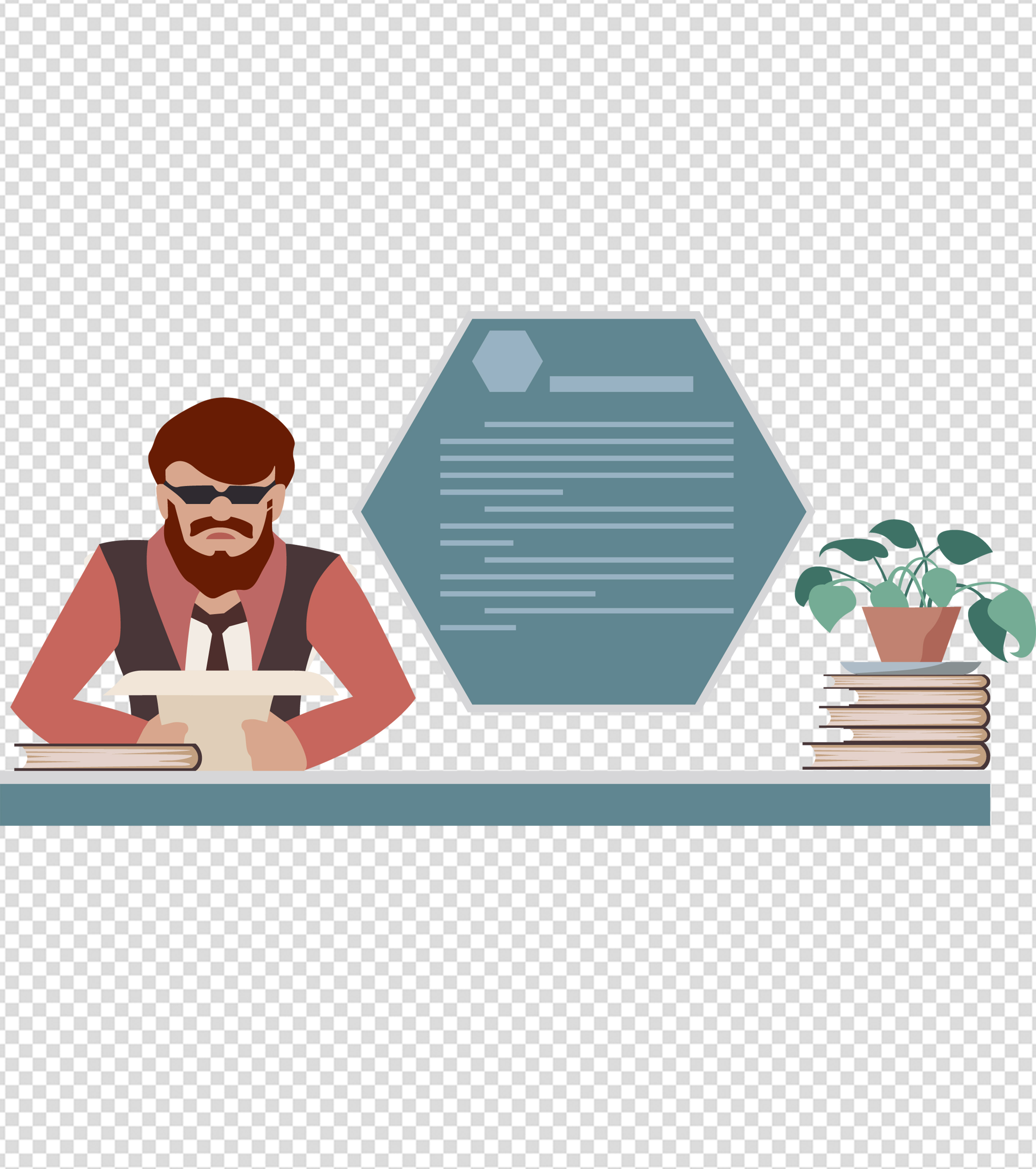 工作汇报总结办公手绘元素