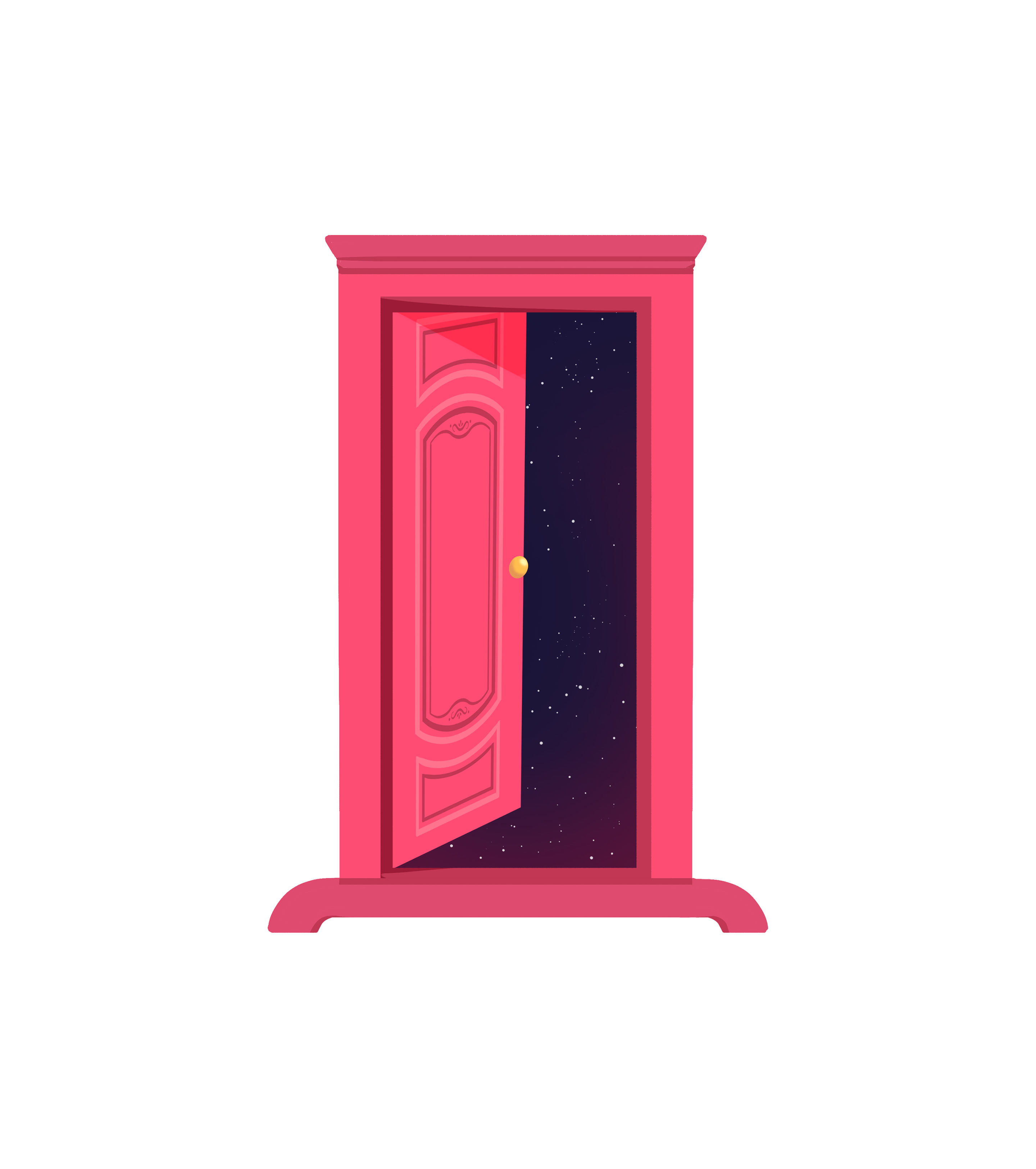 卡通红色的门手绘元素