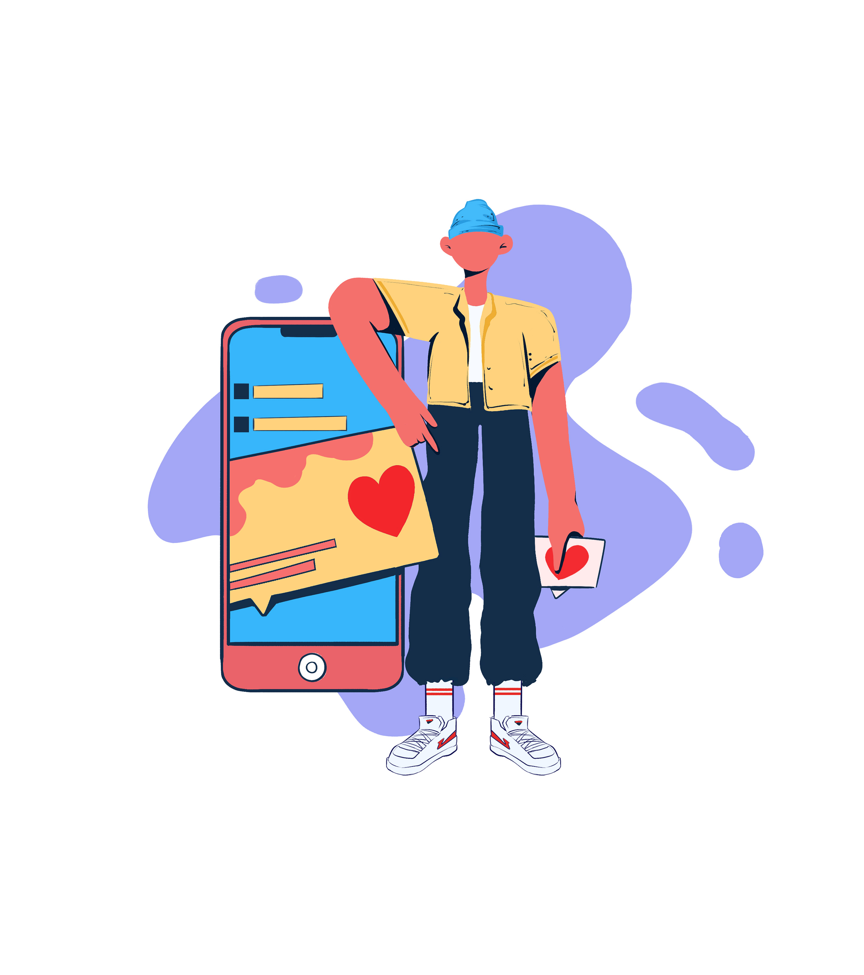 卡通手机男孩手绘元素