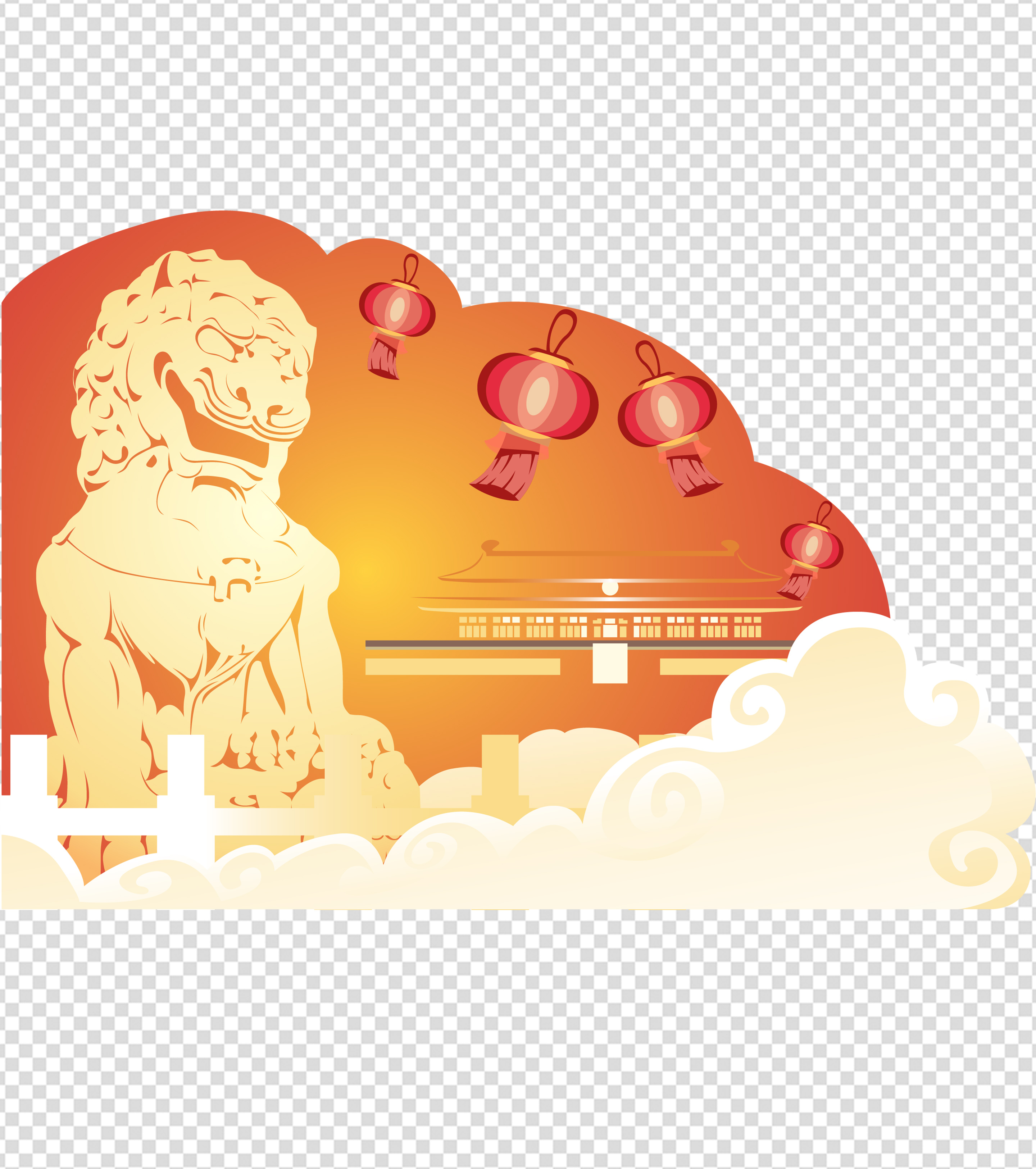 喜庆党建一百周年装饰元素