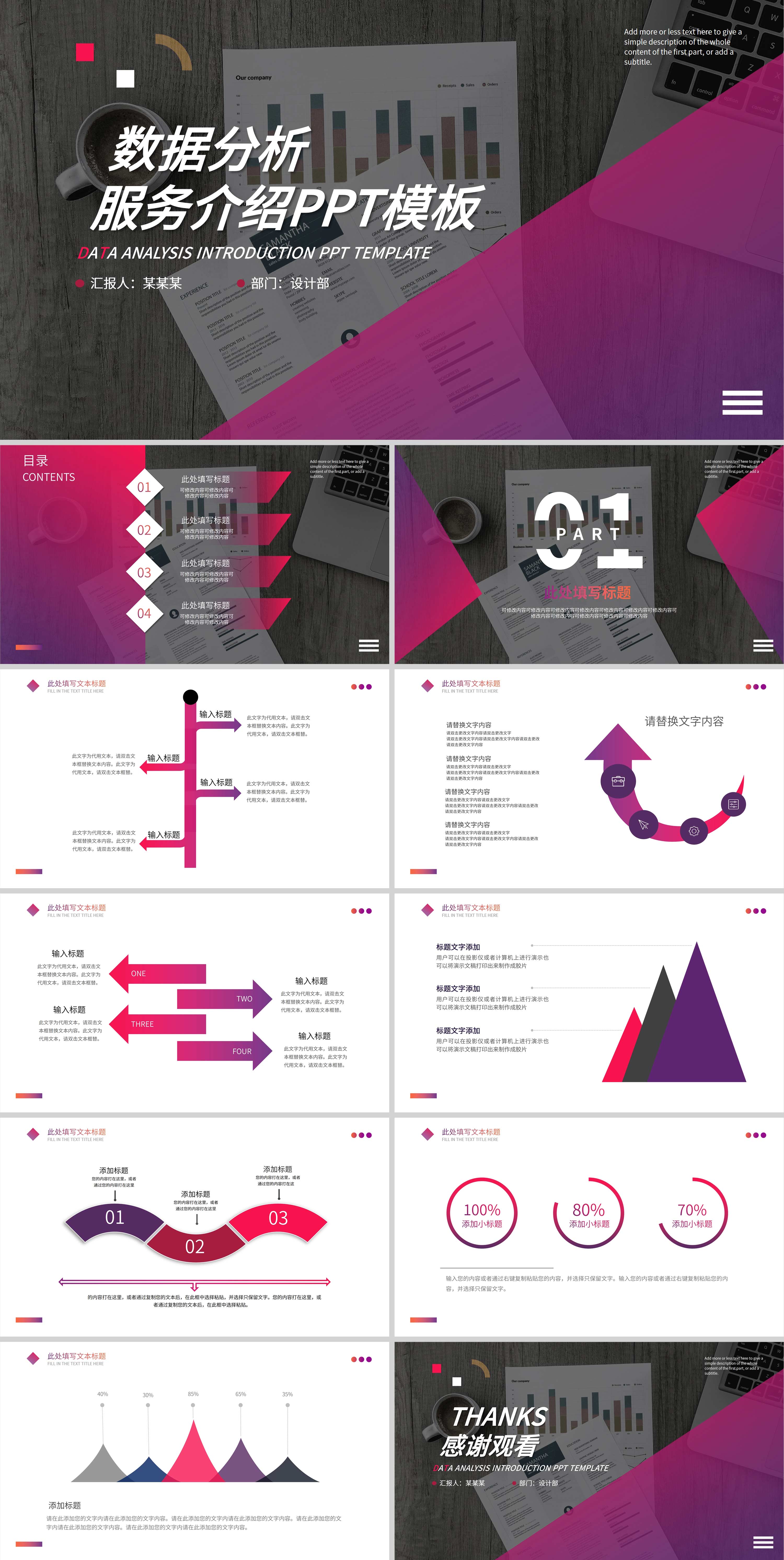 紫色商务数据分析PPT模板