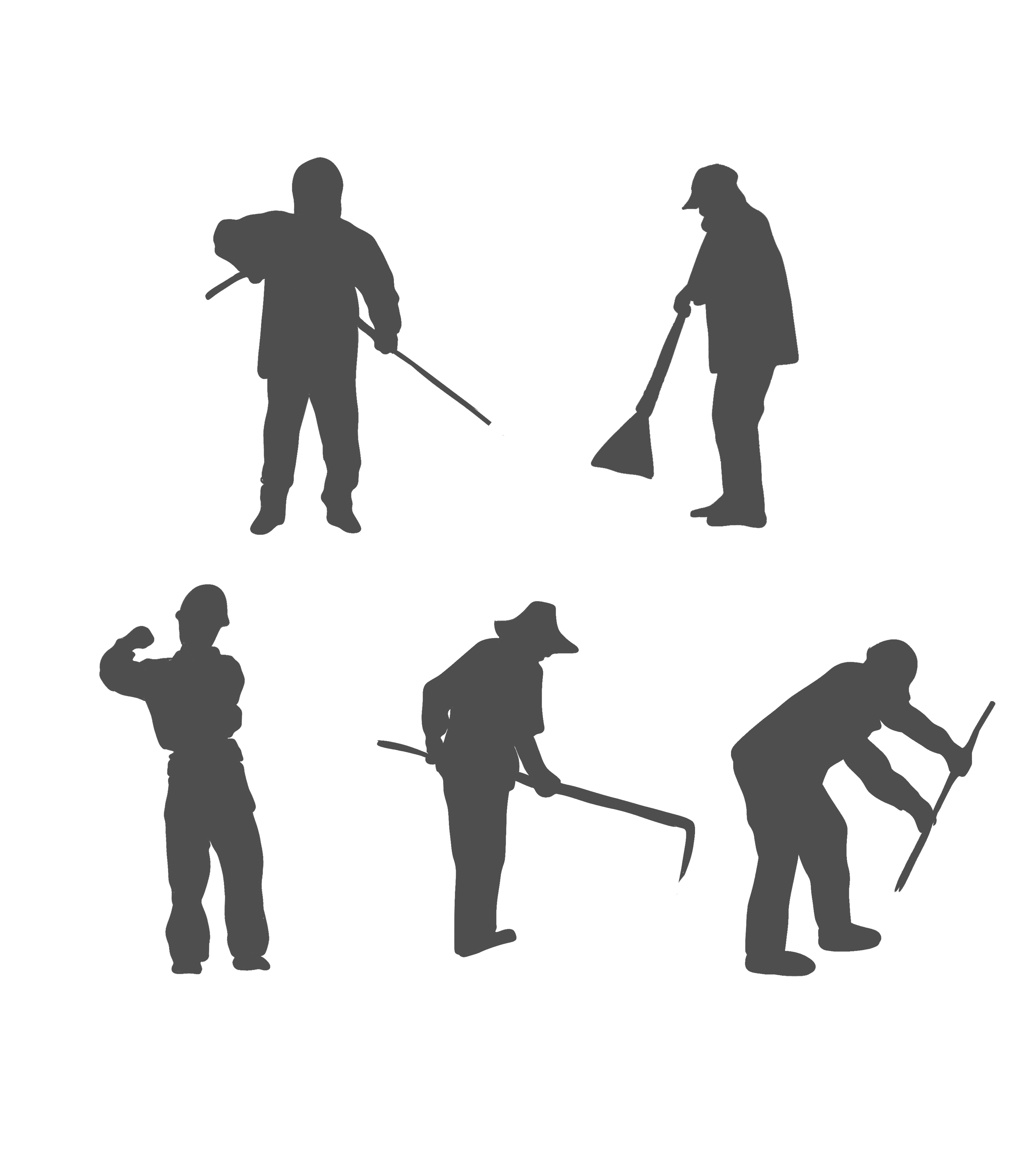 卡通黑色劳动人物剪影元素