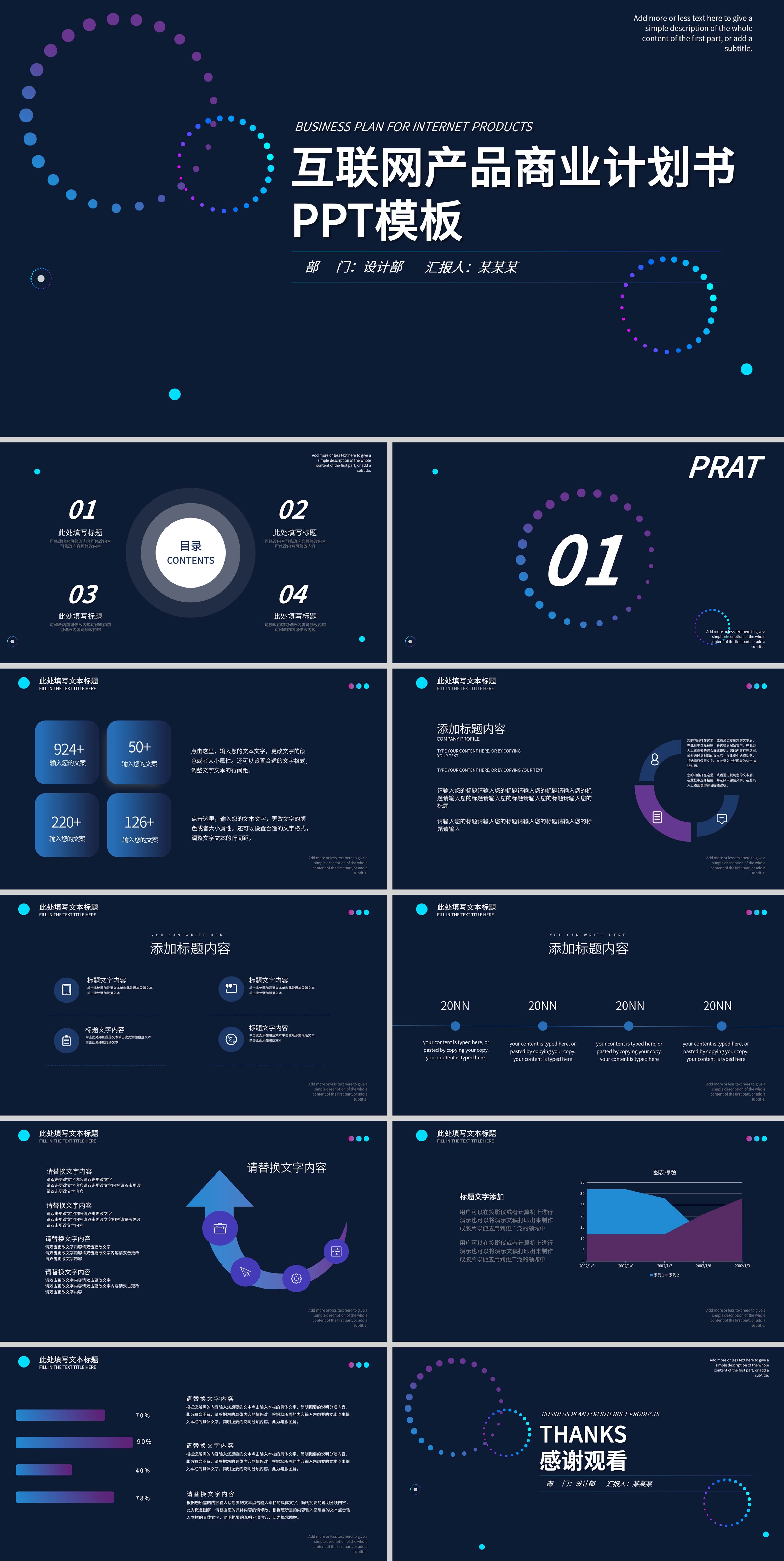 深蓝色商务产品计划书PPT模板