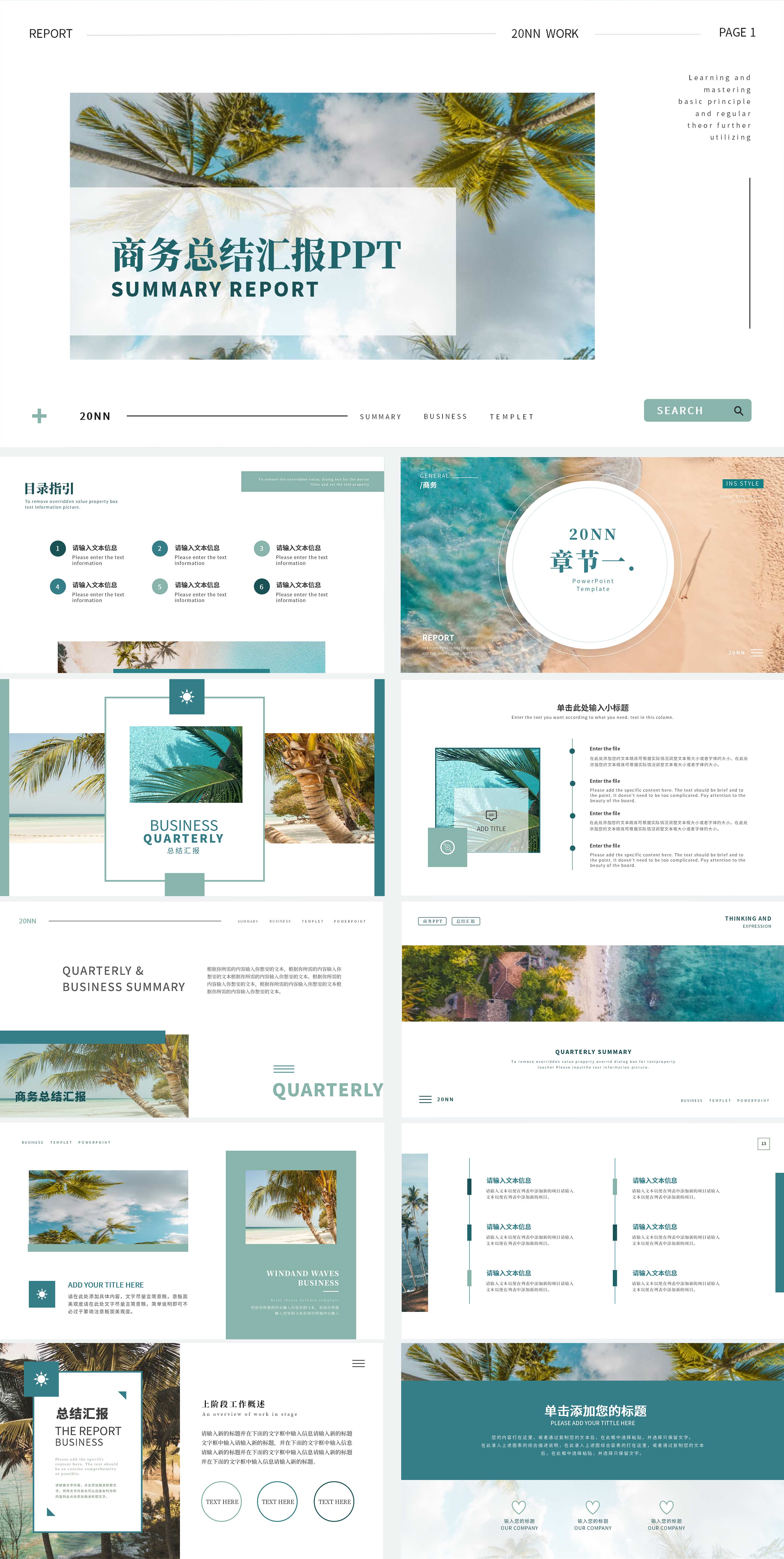 蓝色海洋INS商务总结汇报PPT模板