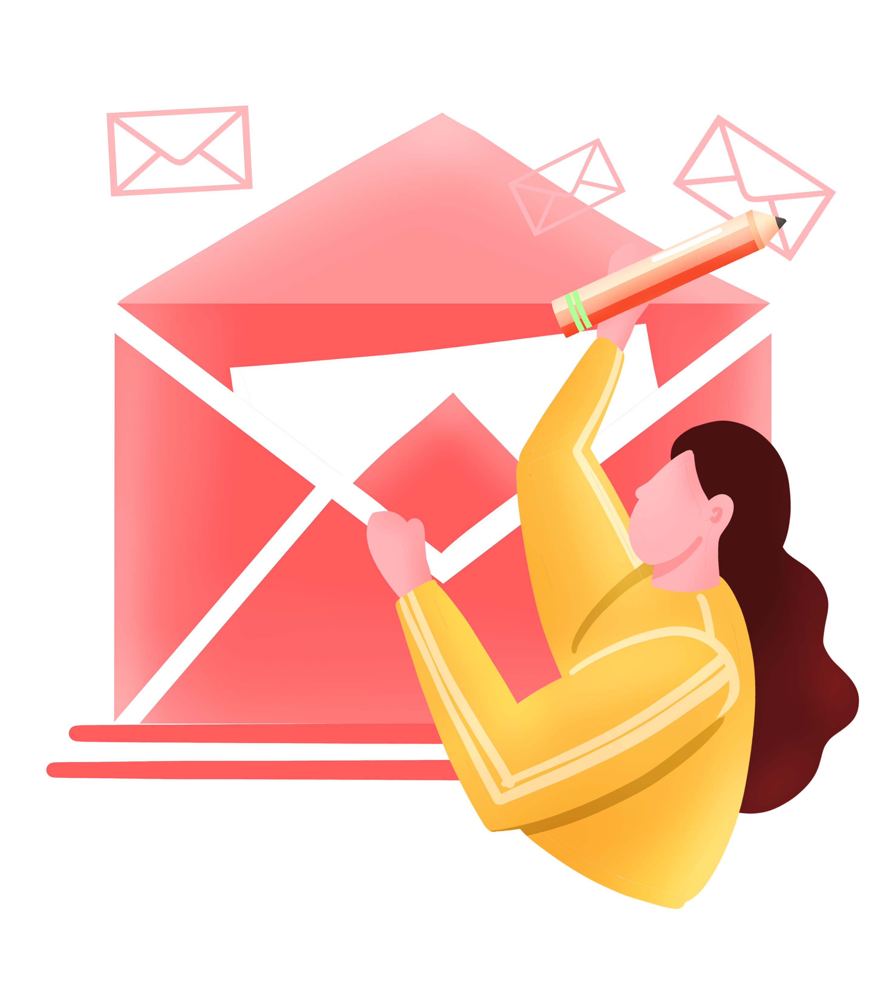 卡通粉色女孩信封月总结元素