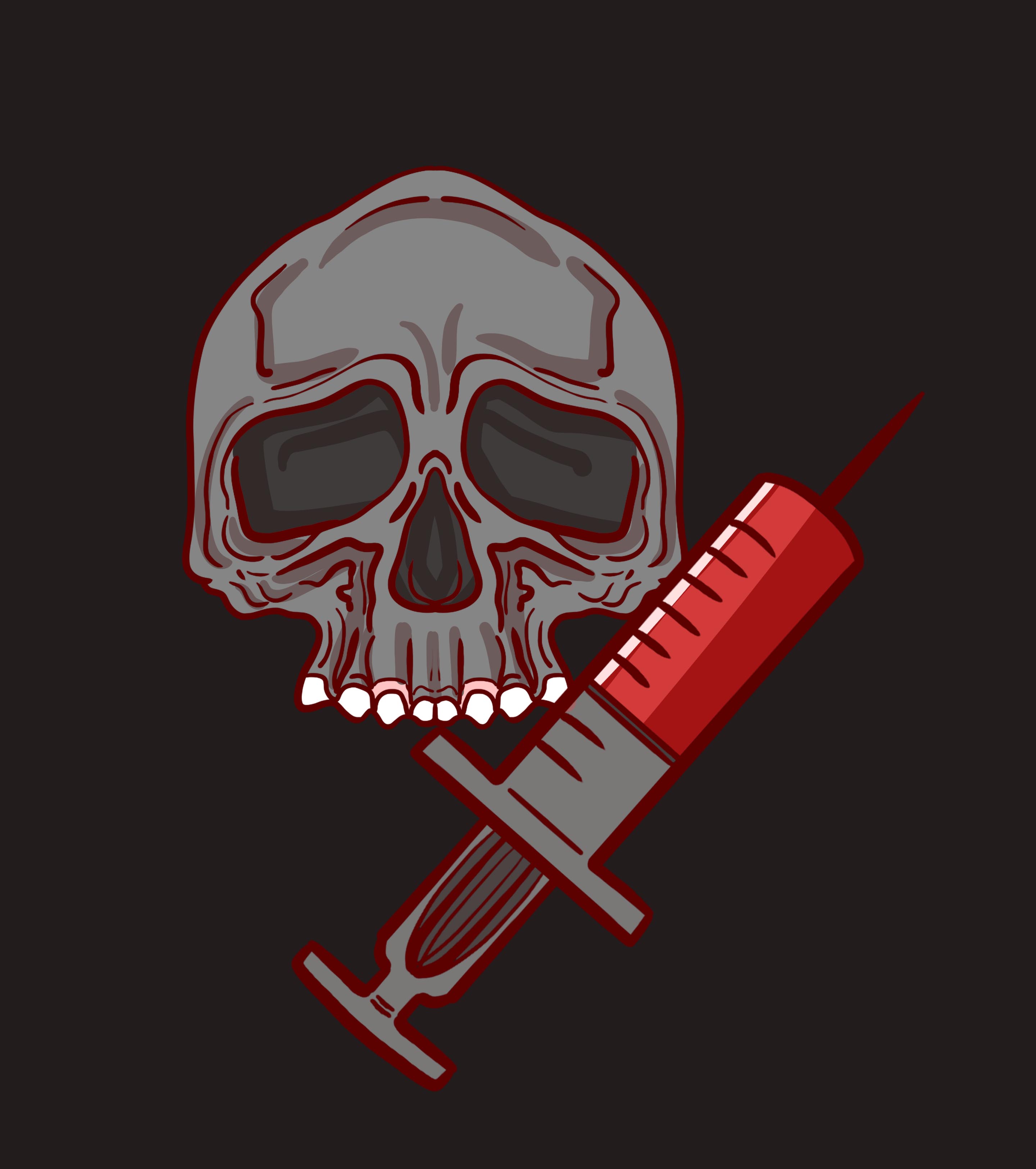 卡通黑色骷髅禁止毒品元素