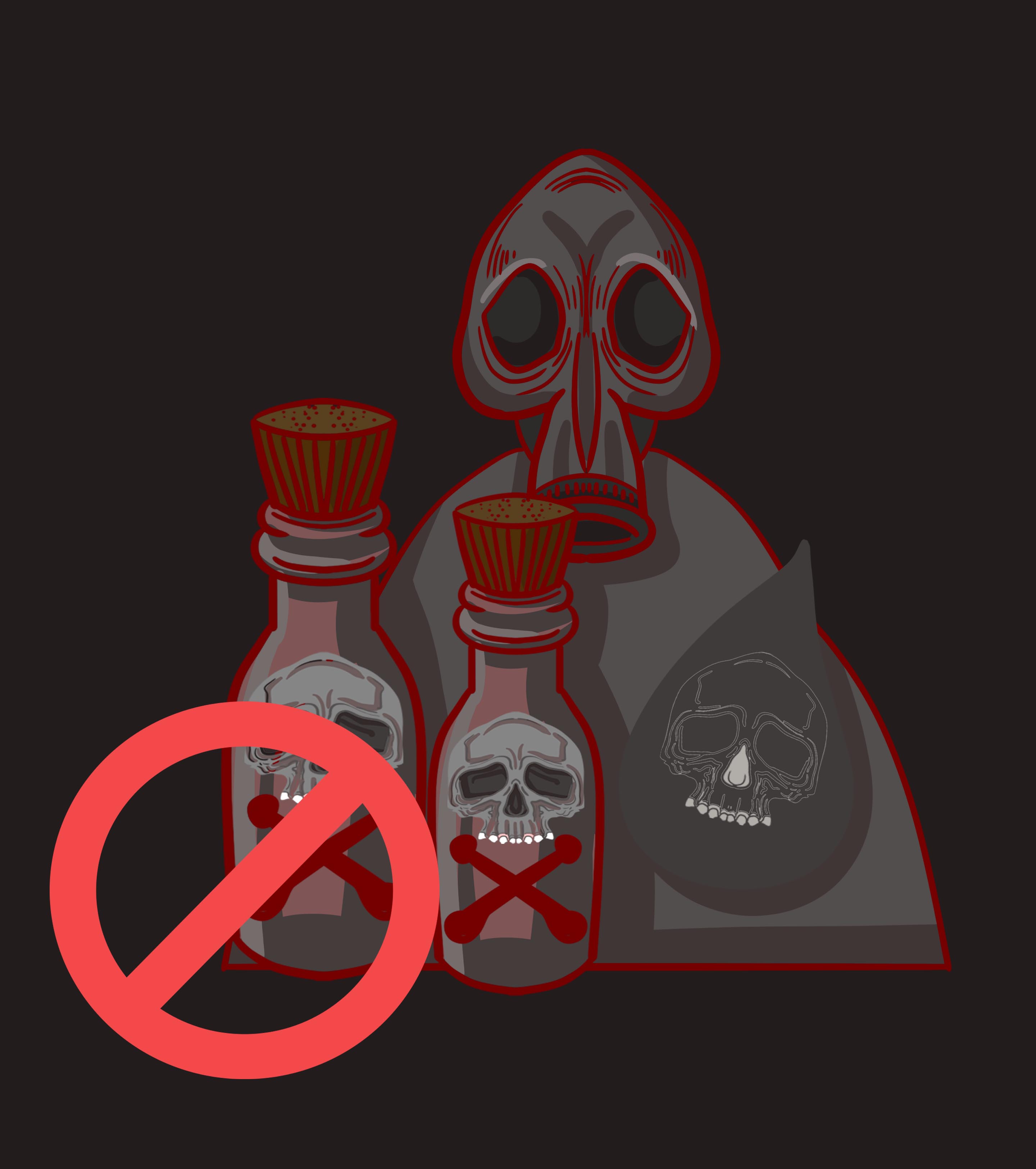 卡通黑色骷髅远离毒品元素