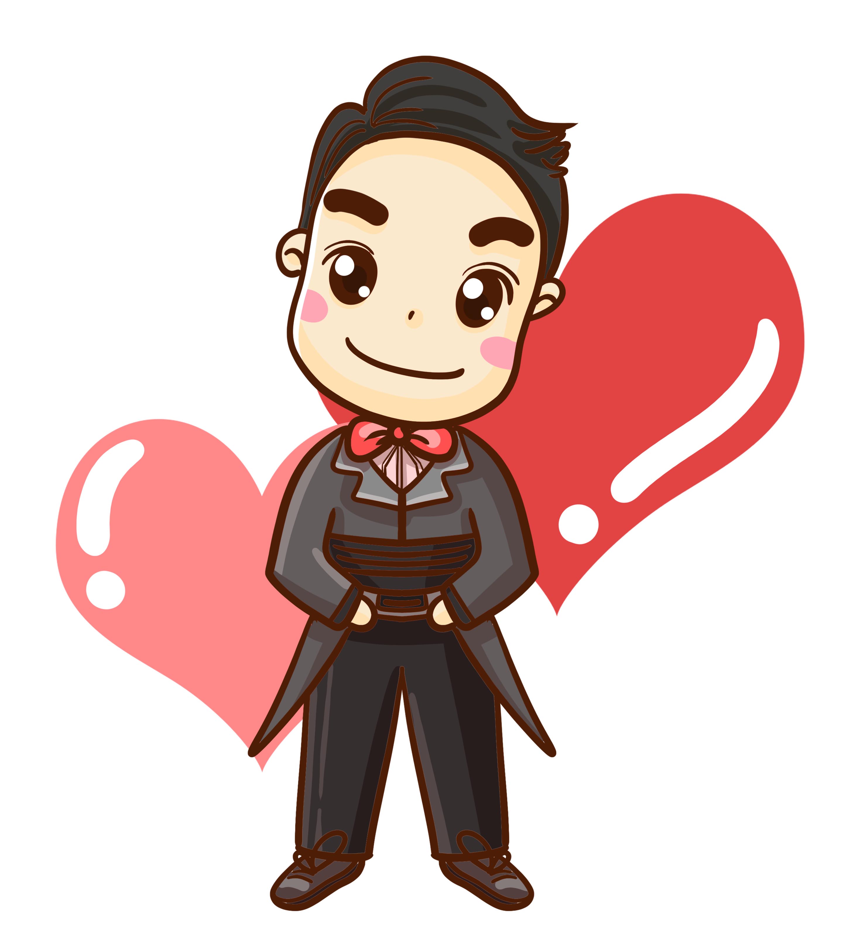 卡通爱心男人婚礼策划元素