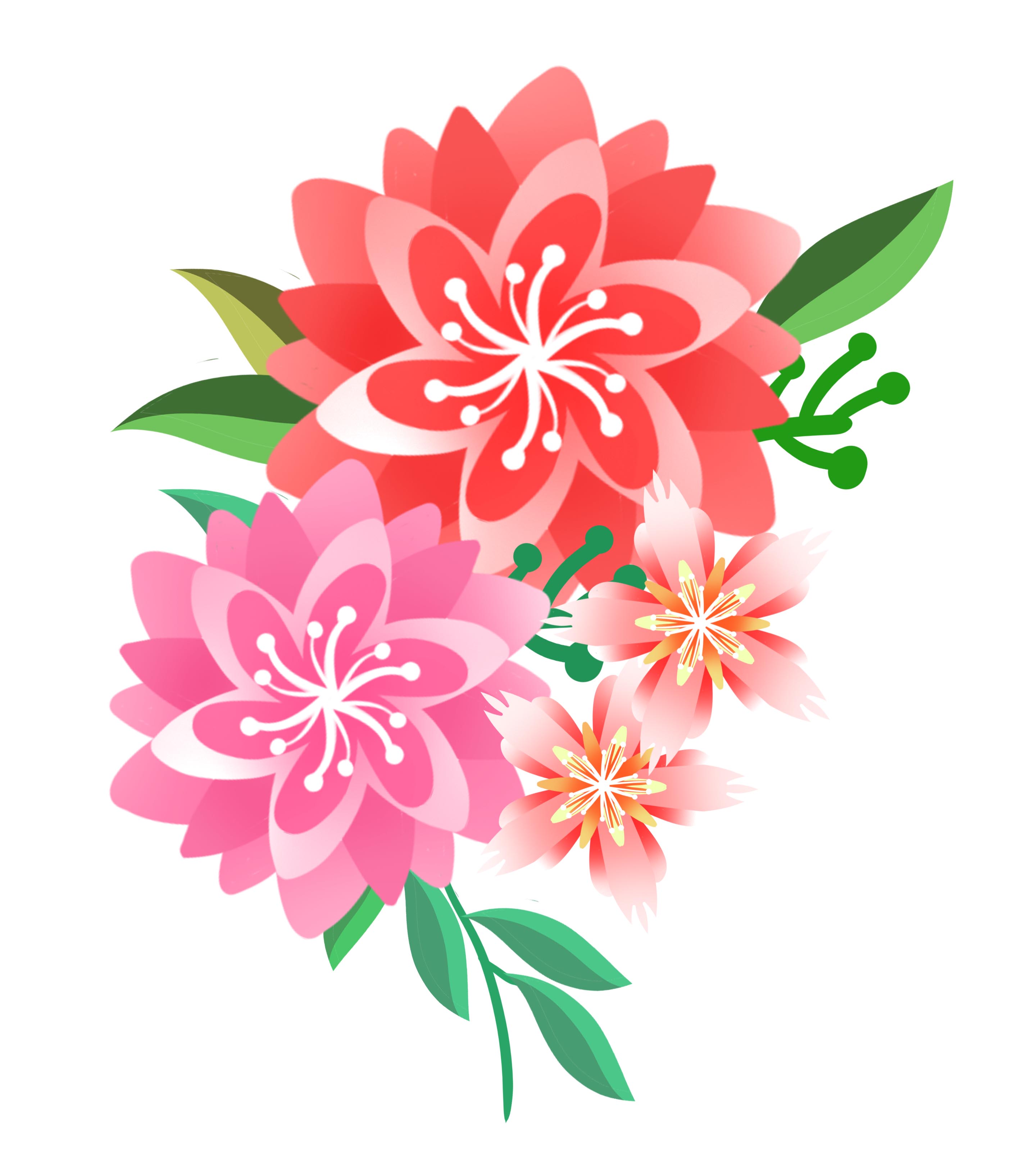 卡通婚礼鲜花花卉元素