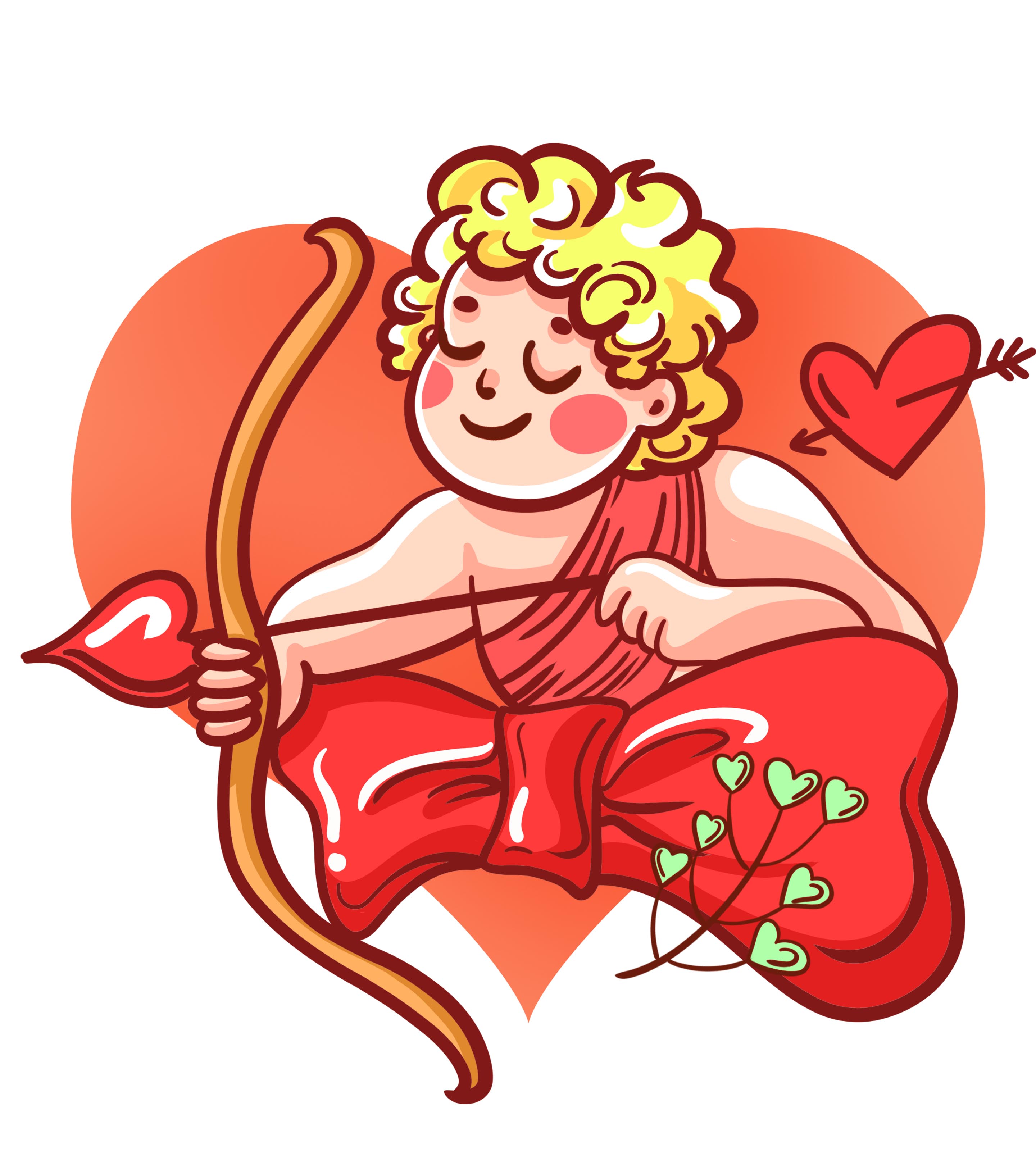 卡通红色丘比特爱神元素