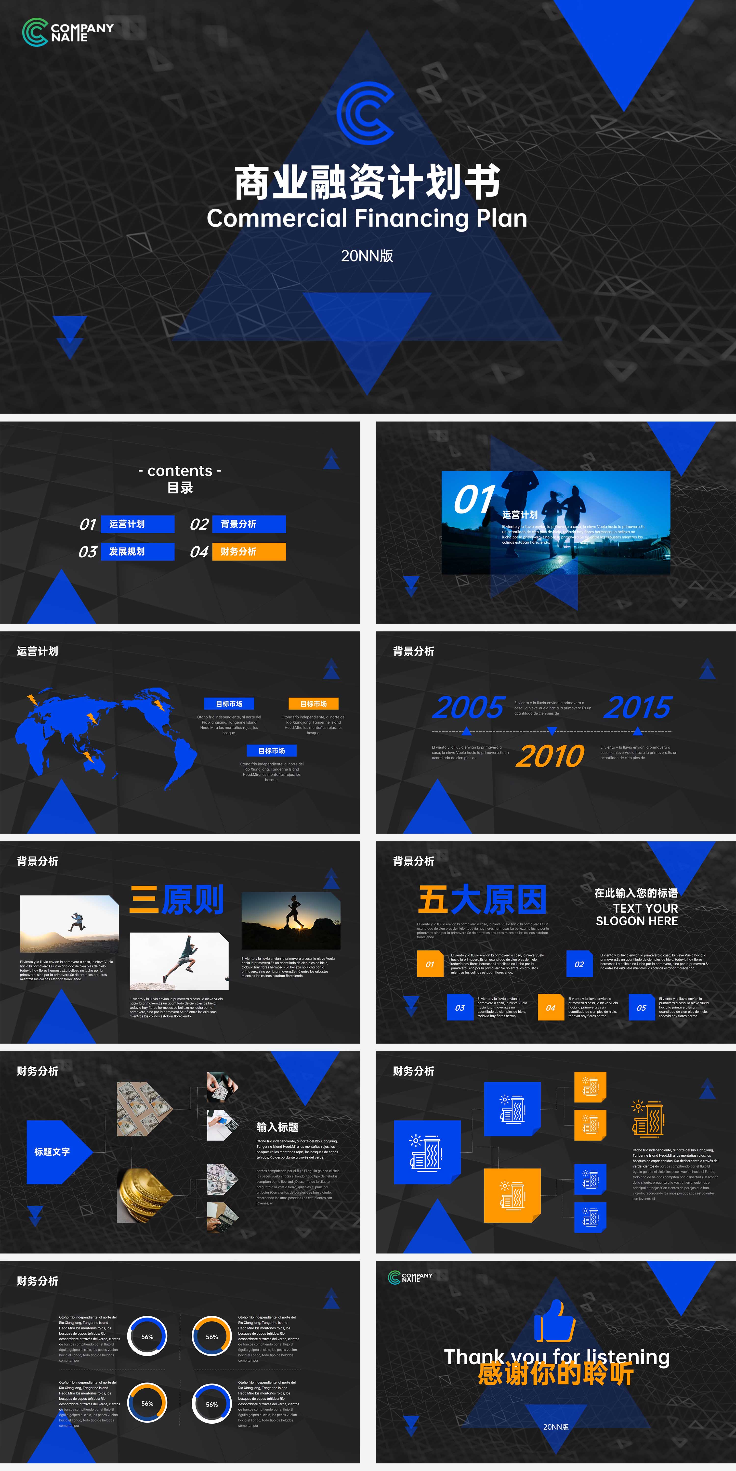 黑色商业融资计划书PPT模板