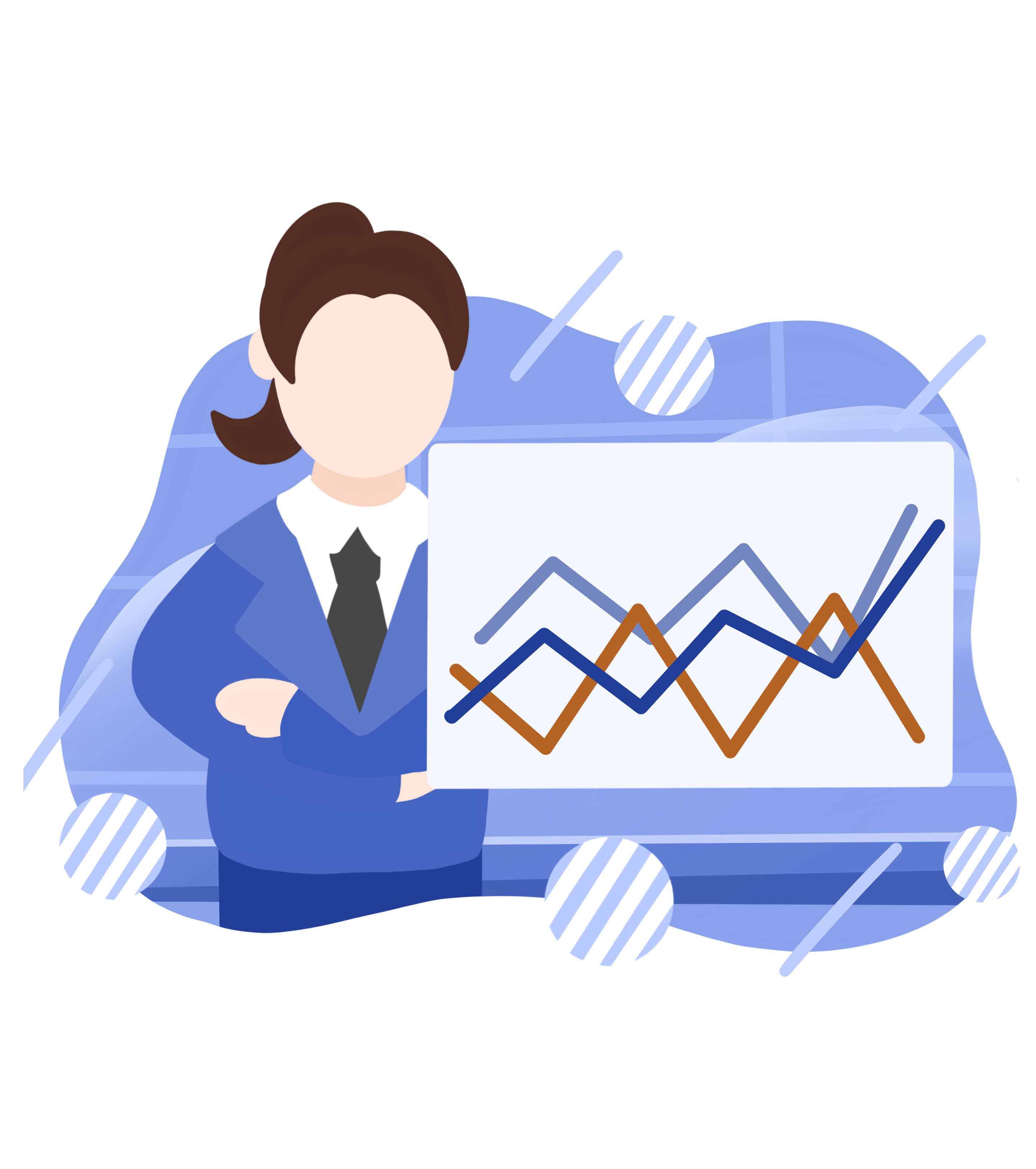 蓝色女孩工作总结人物元素