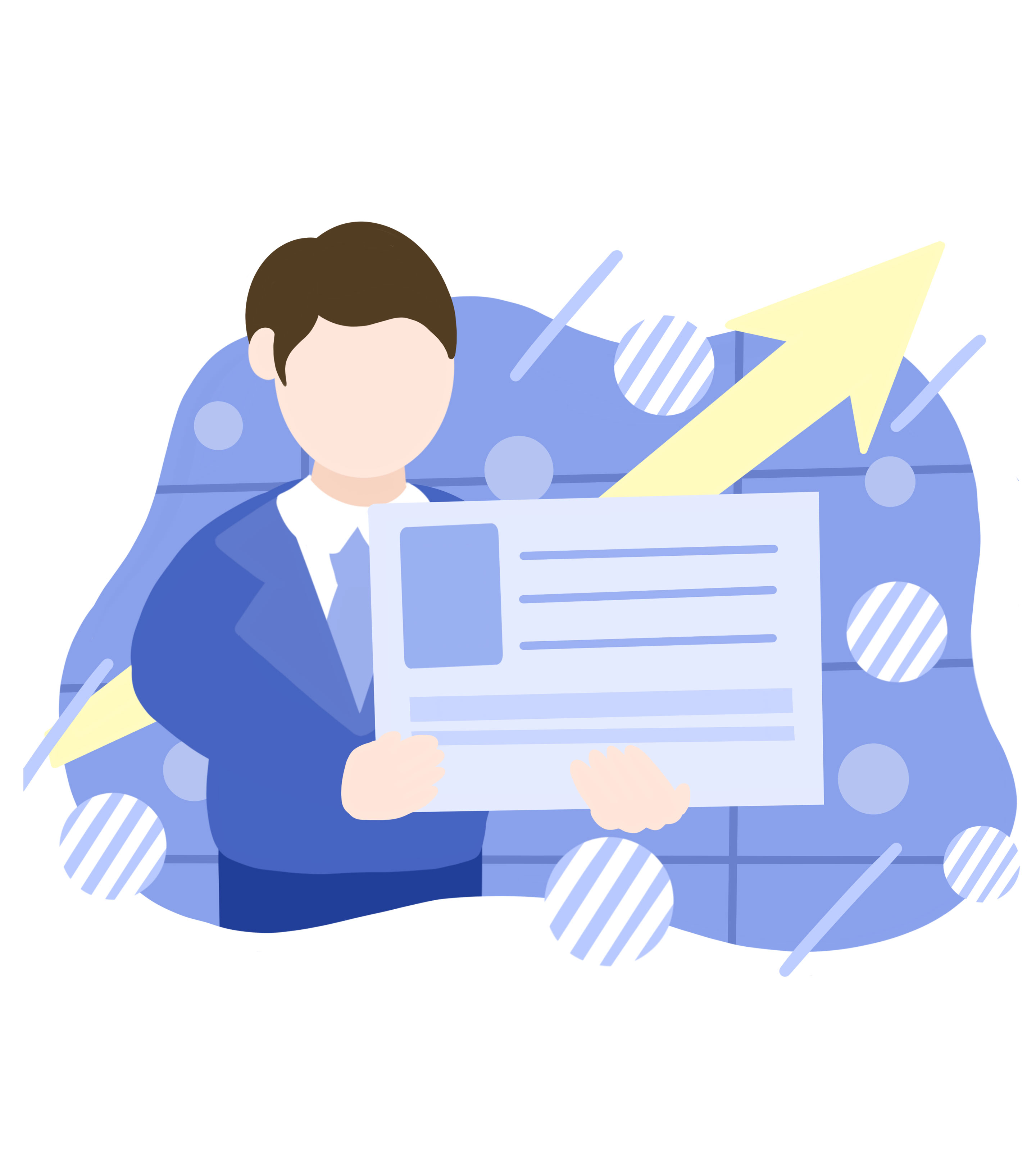 蓝色男孩工作总结元素