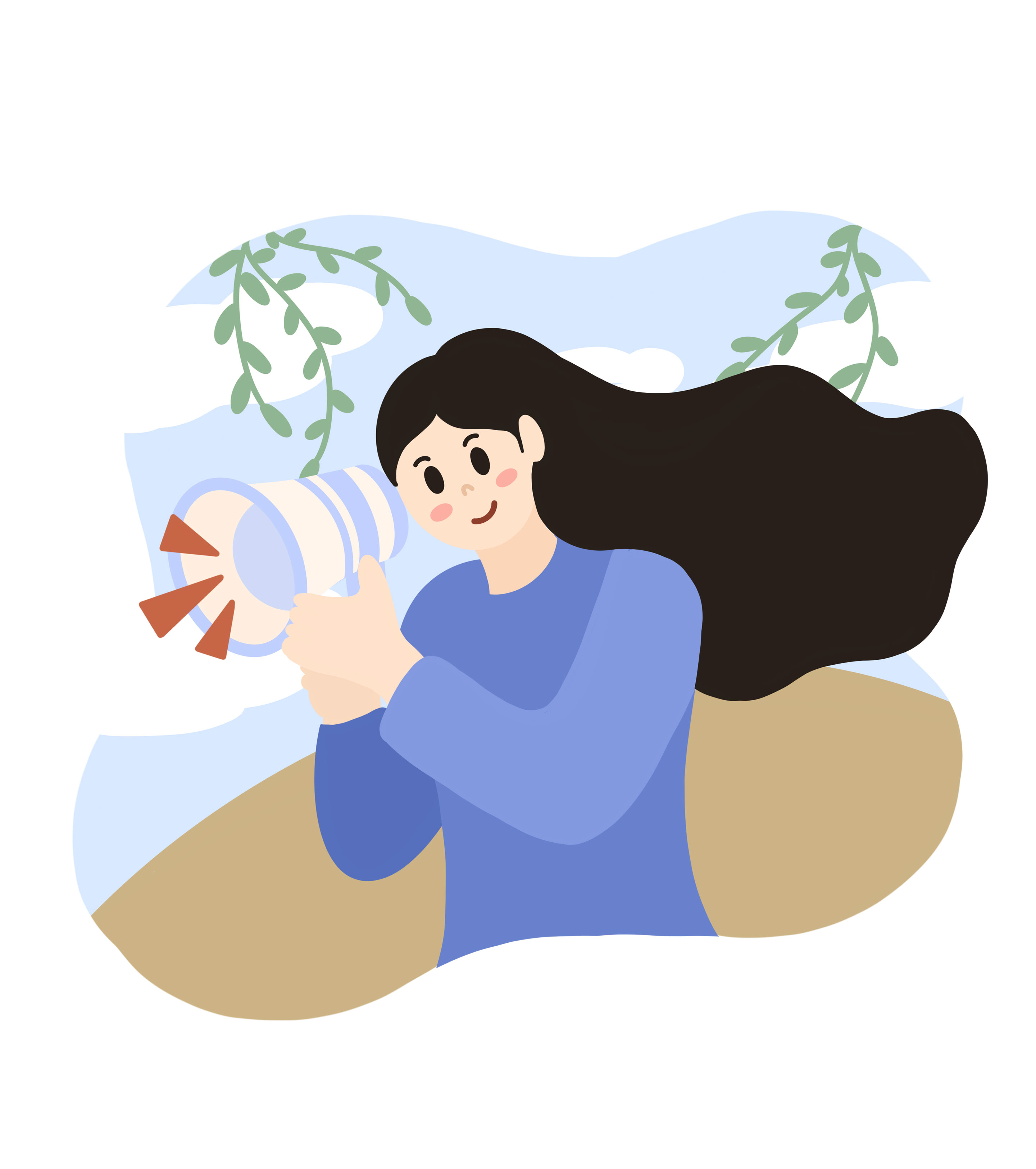 蓝色女孩喇叭企业培训元素