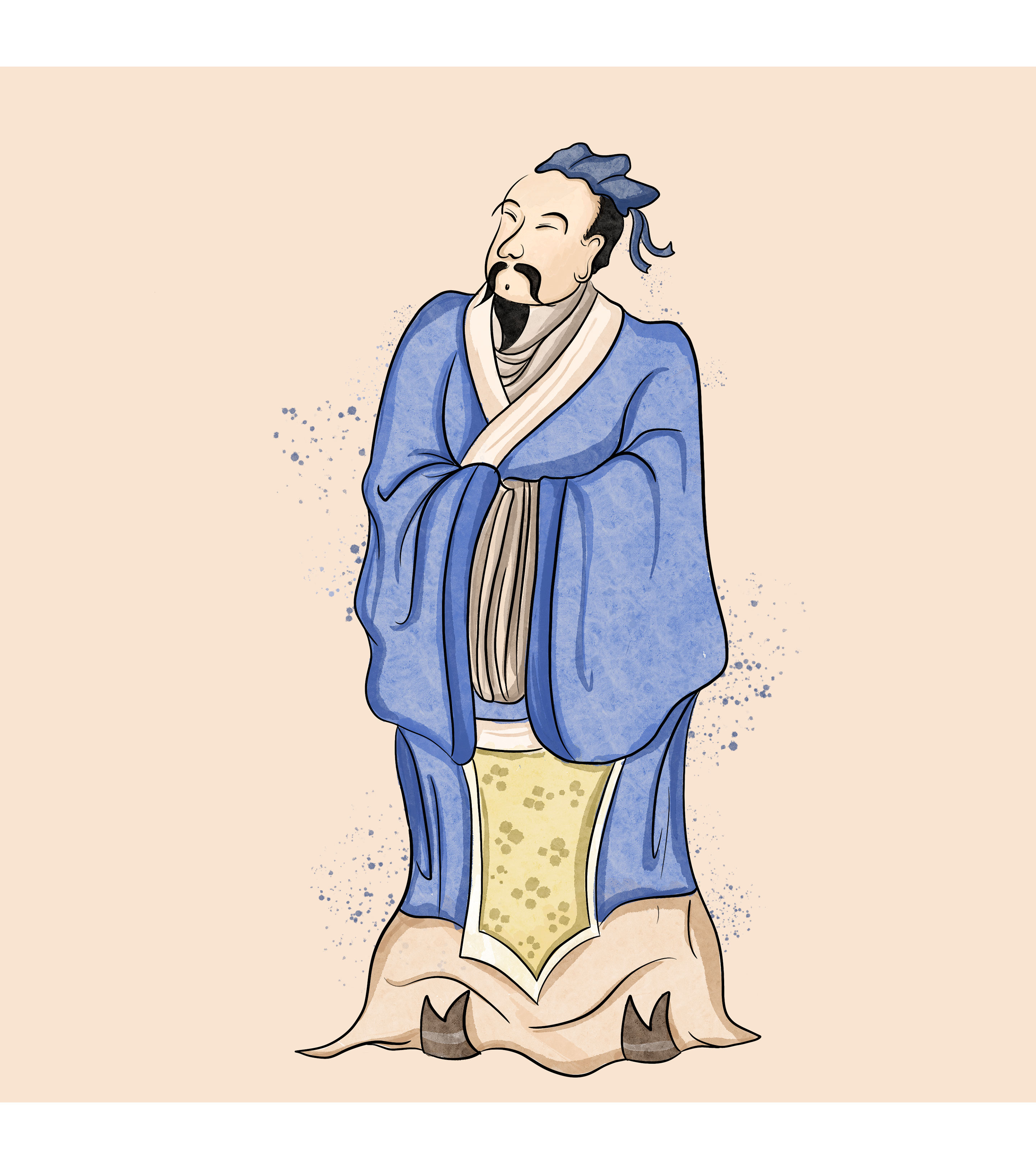 蓝色国风古人元素