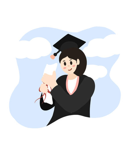 黑色简约女孩毕业元素