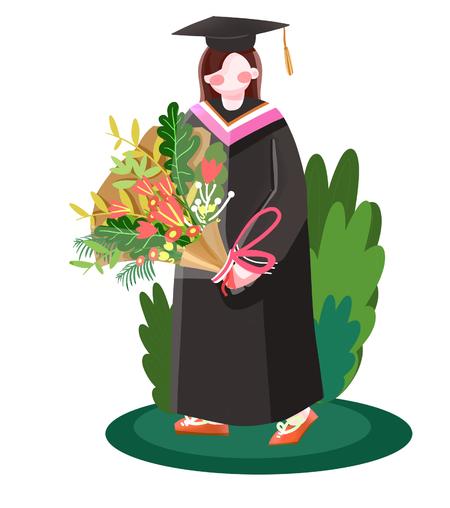 绿色毕业季女孩