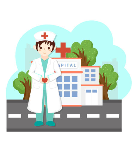 卡通红十字日医院护士元素