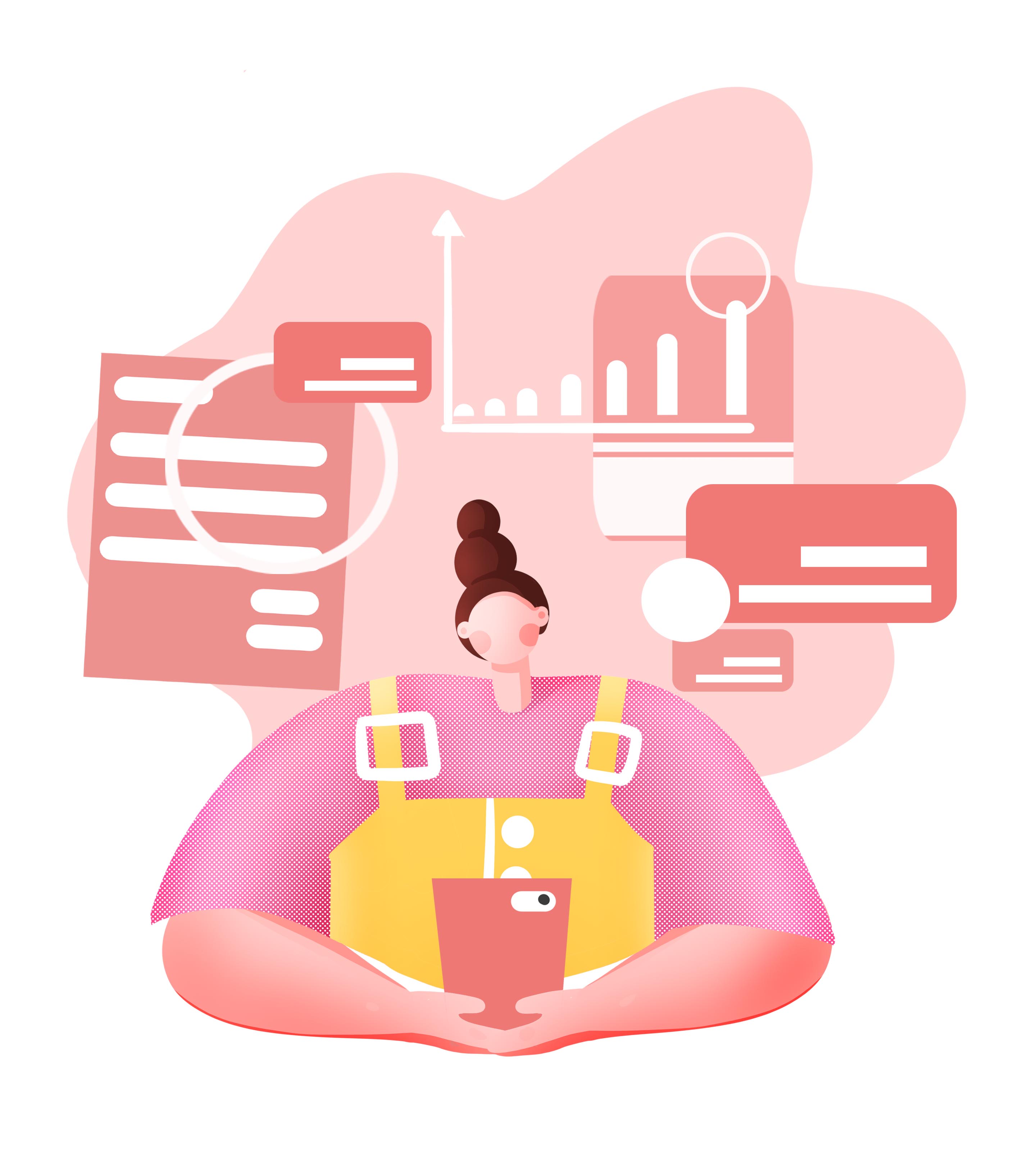 粉色手绘工作报表元素