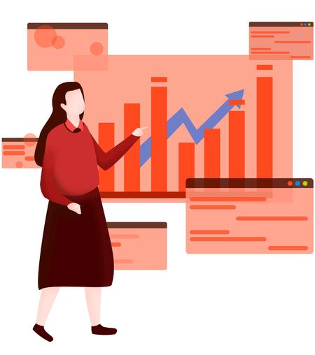 红色女士工作总结汇报元素