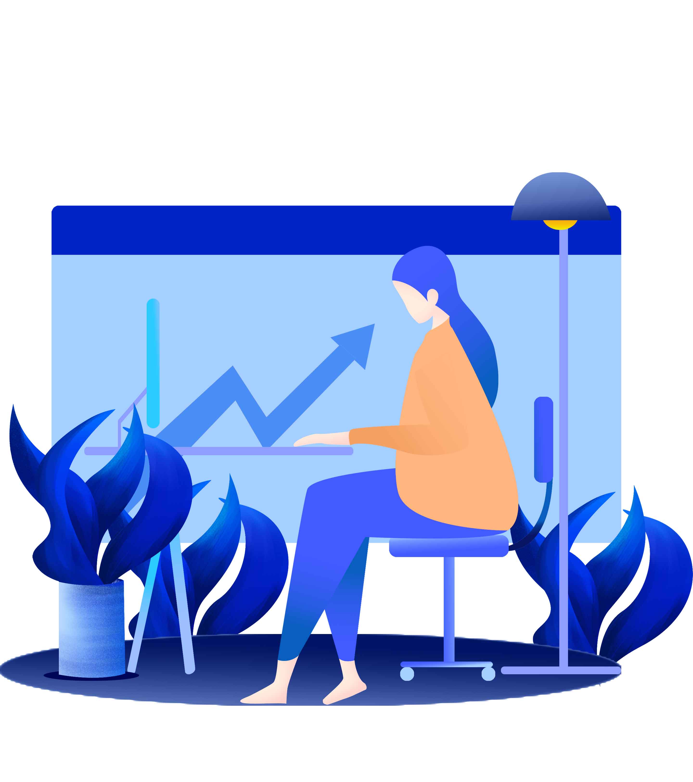 蓝色职场工作总结元素