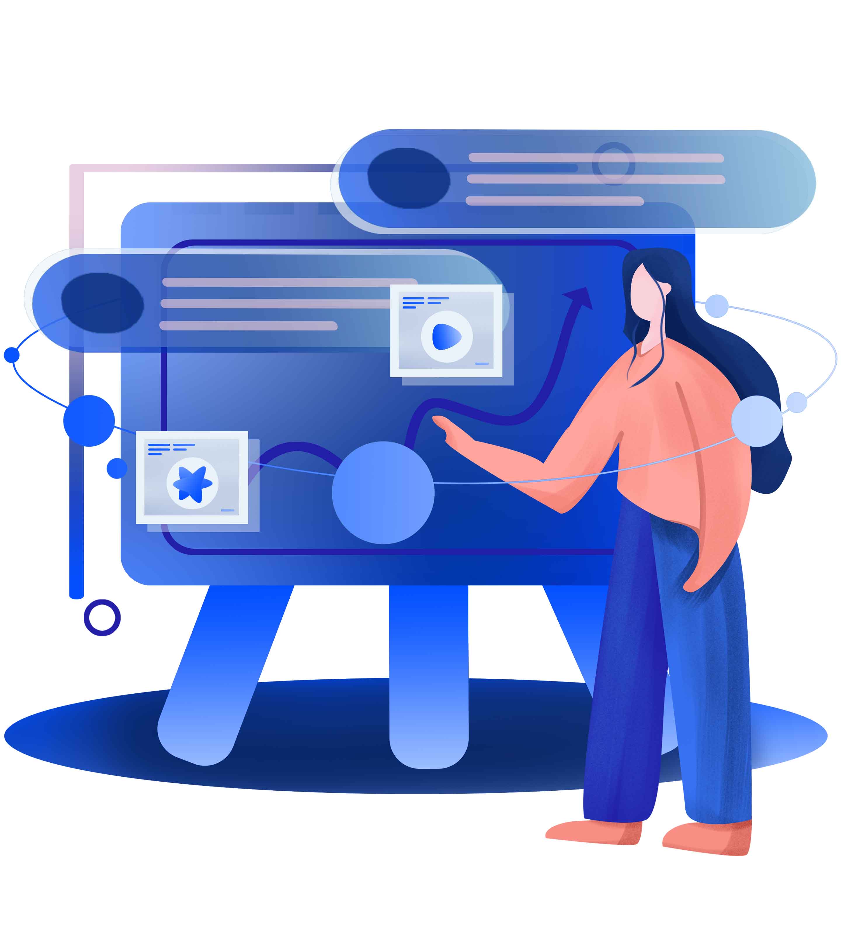 蓝色女孩职场企业培训元素