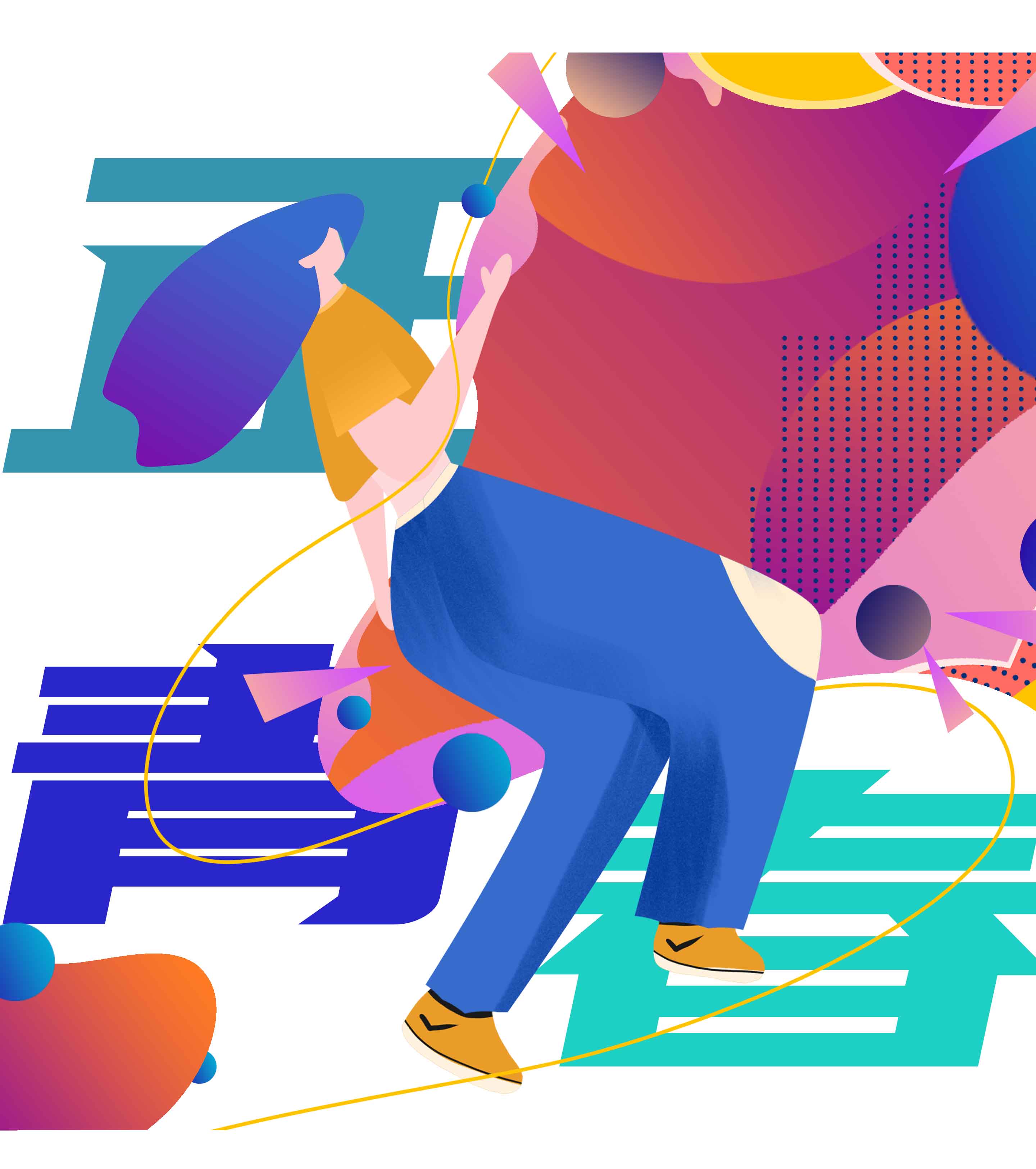 彩色青年节元素