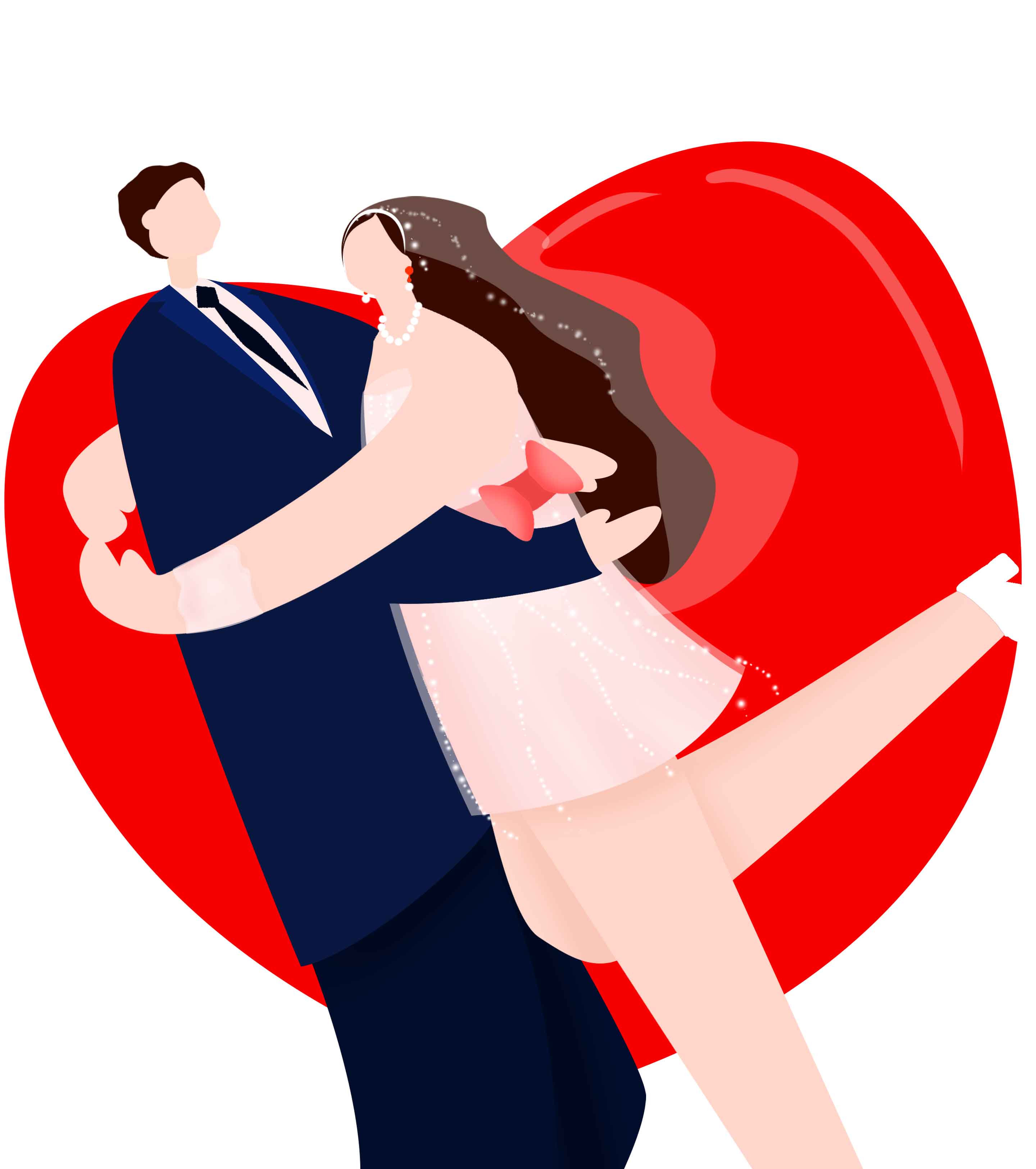 手绘婚礼新郎抱新娘元素