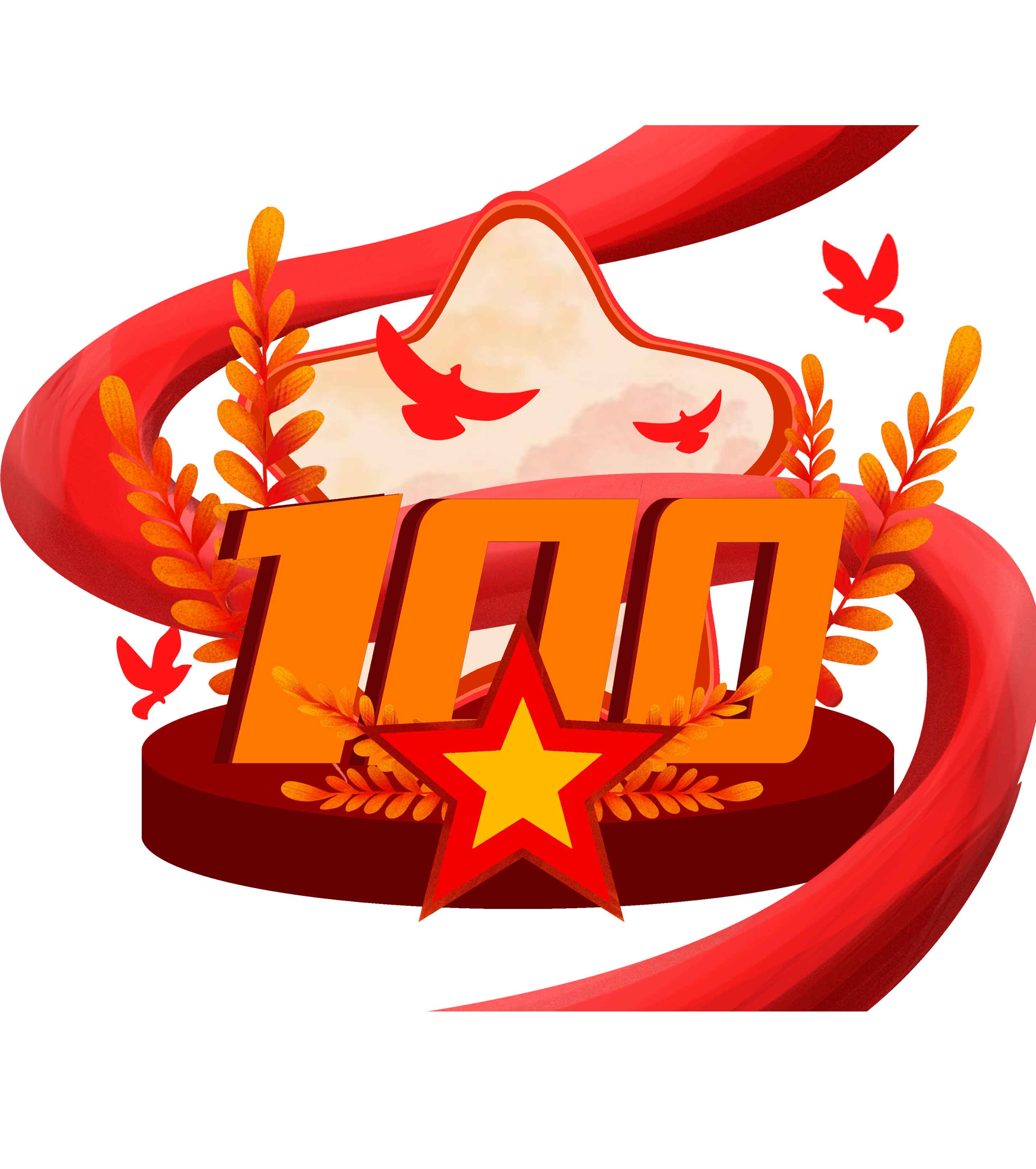 手绘党政100周年元素