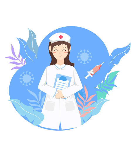 蓝色卡通护士对抗病毒元素