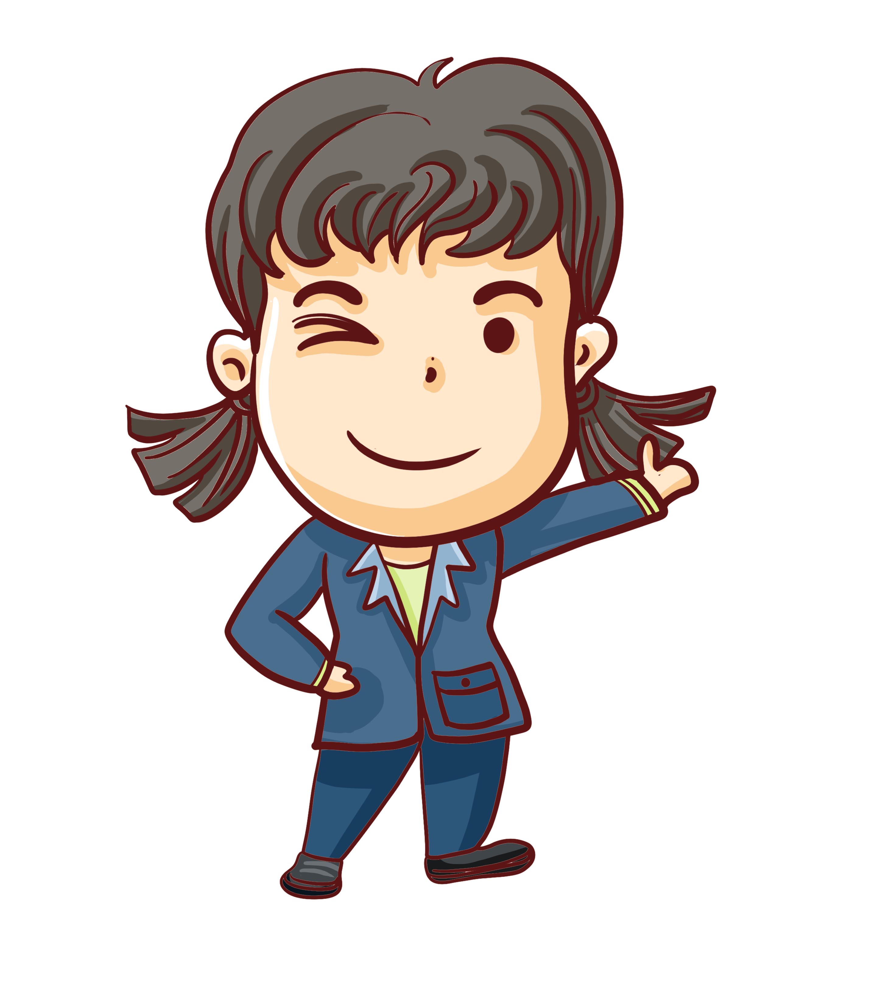 卡通女孩微笑指引元素