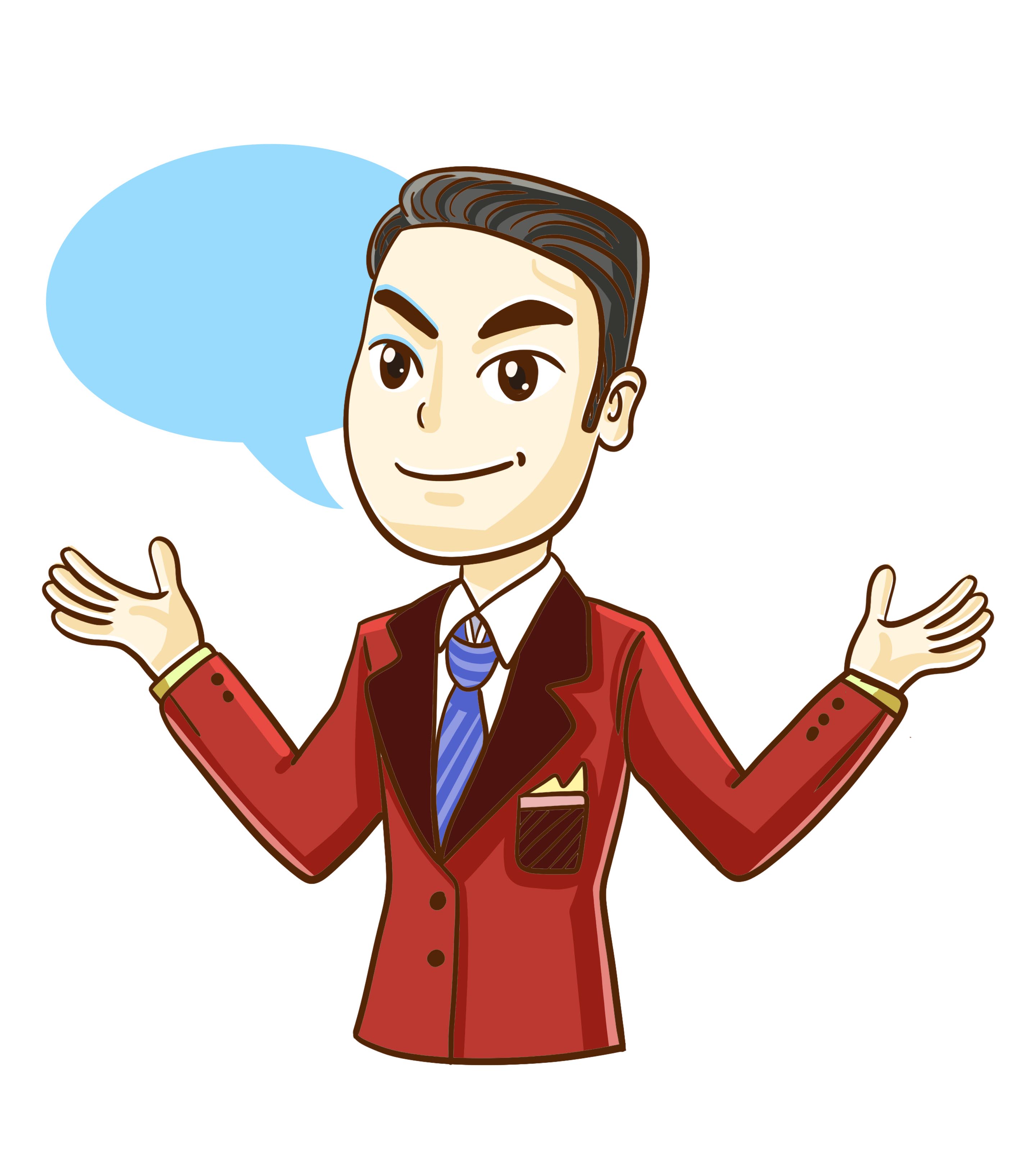 卡通西装男讲话元素