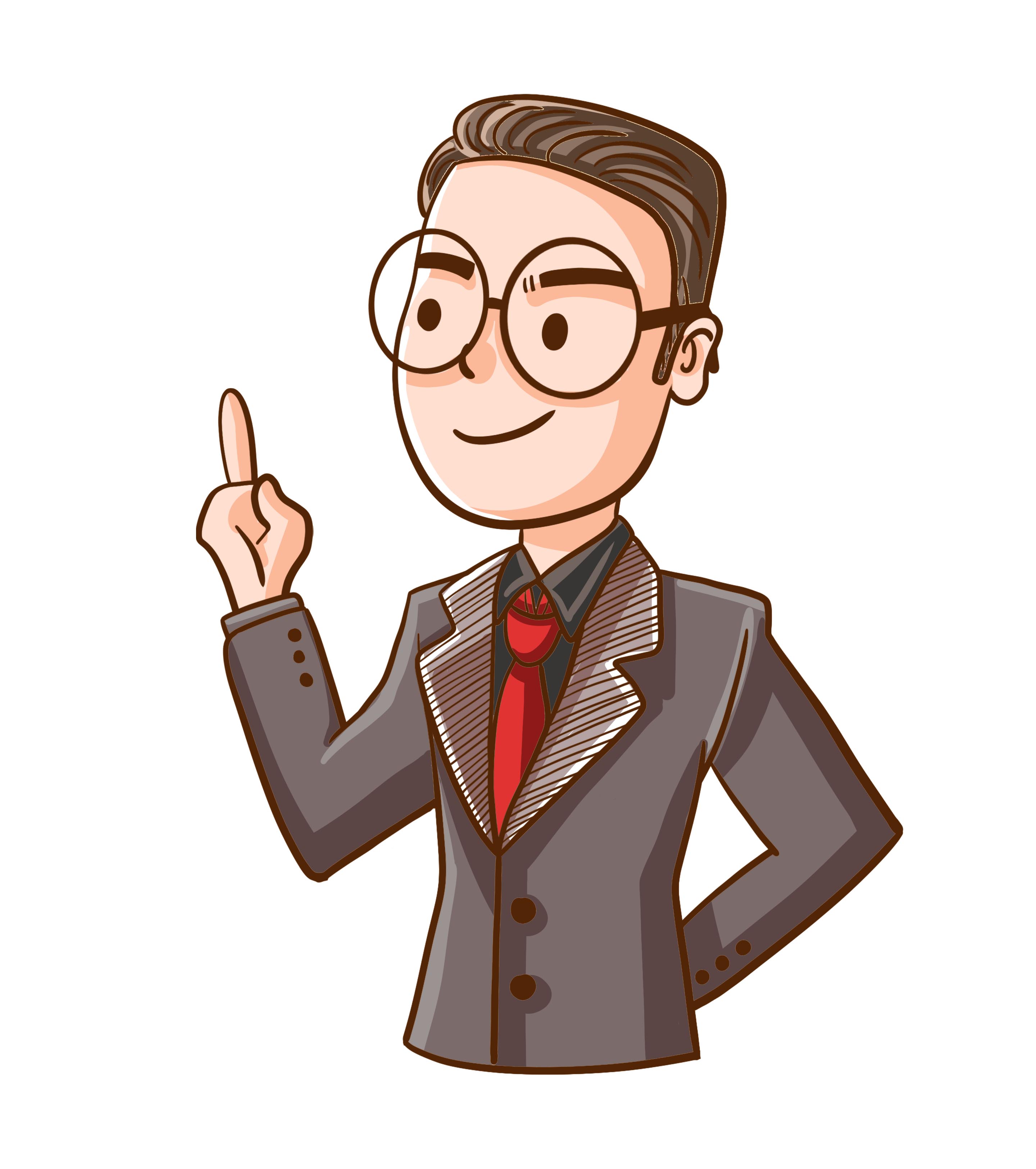 卡通西装眼镜男争第一元素