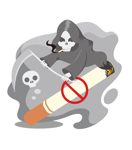 黑色卡通死神镰刀禁止吸烟元素