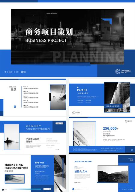蓝色简约大气商务项目策划PPT模板