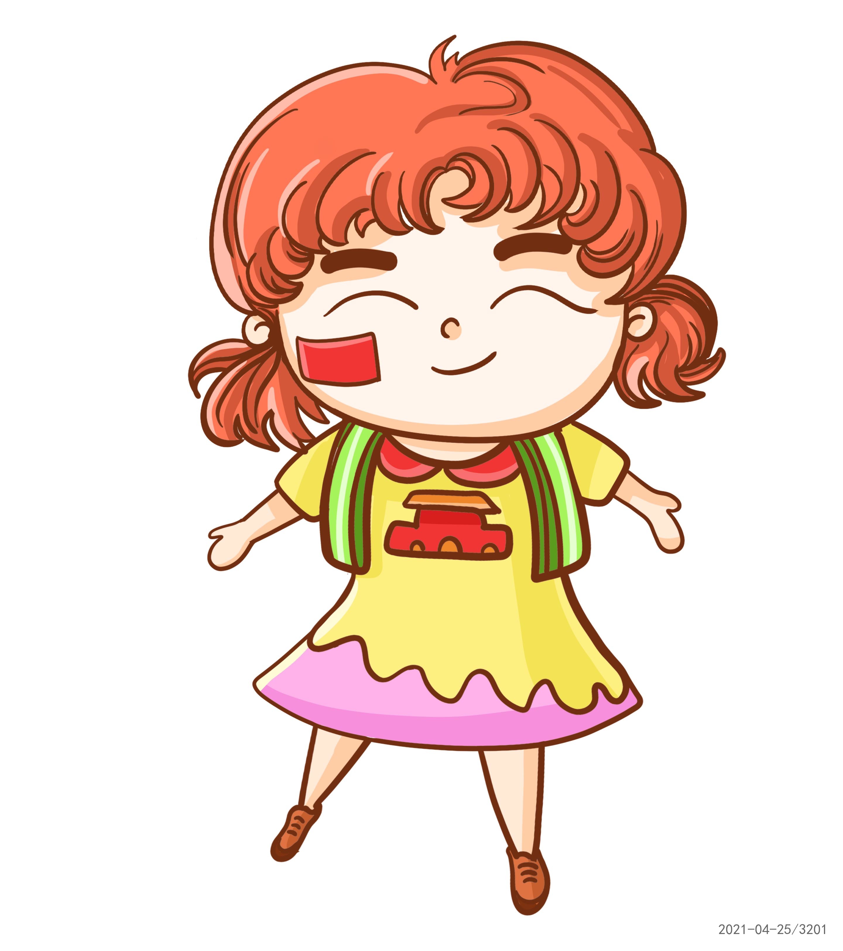 卷发爱国女孩元素