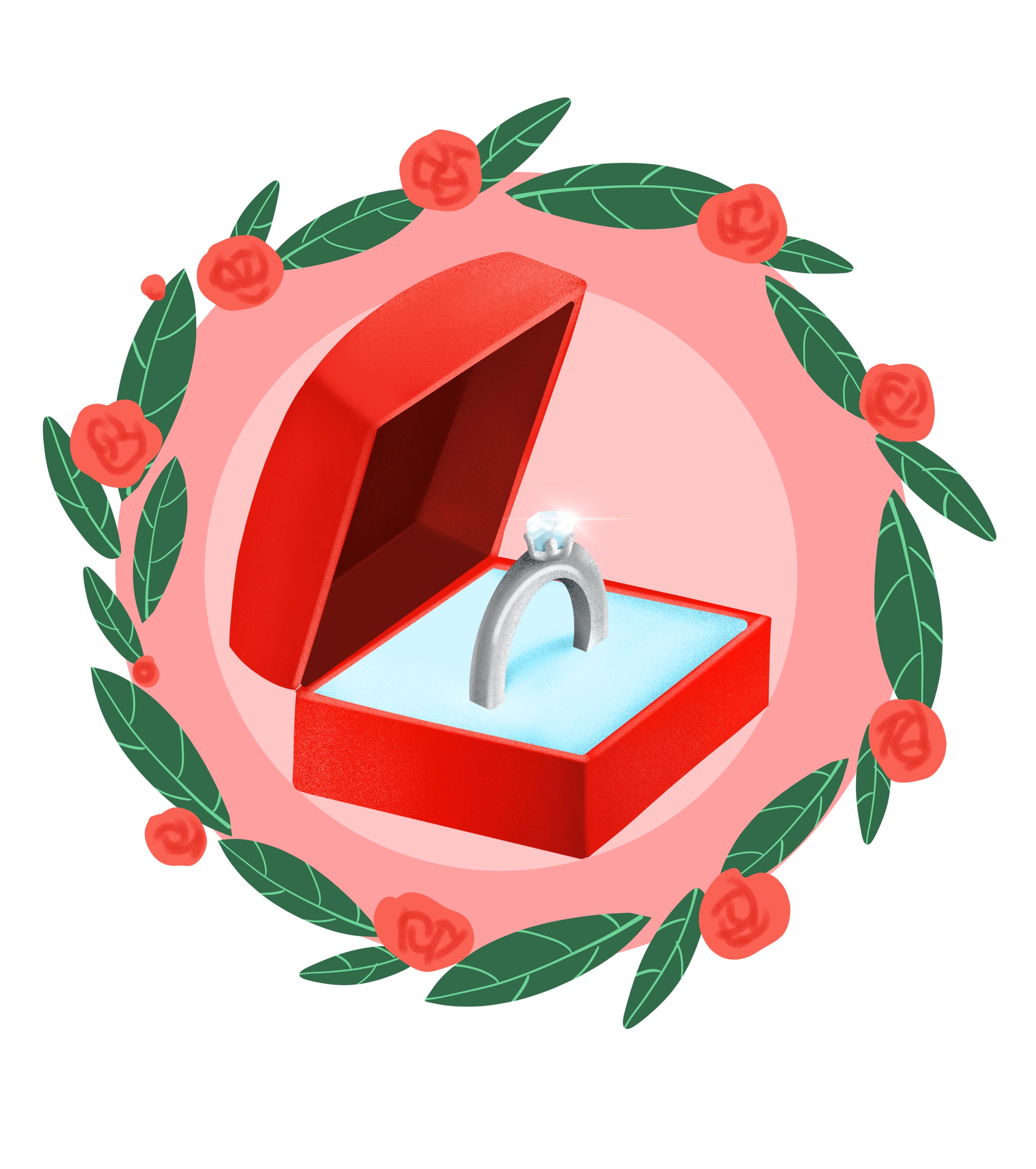 红色钻石求婚戒指婚礼元素