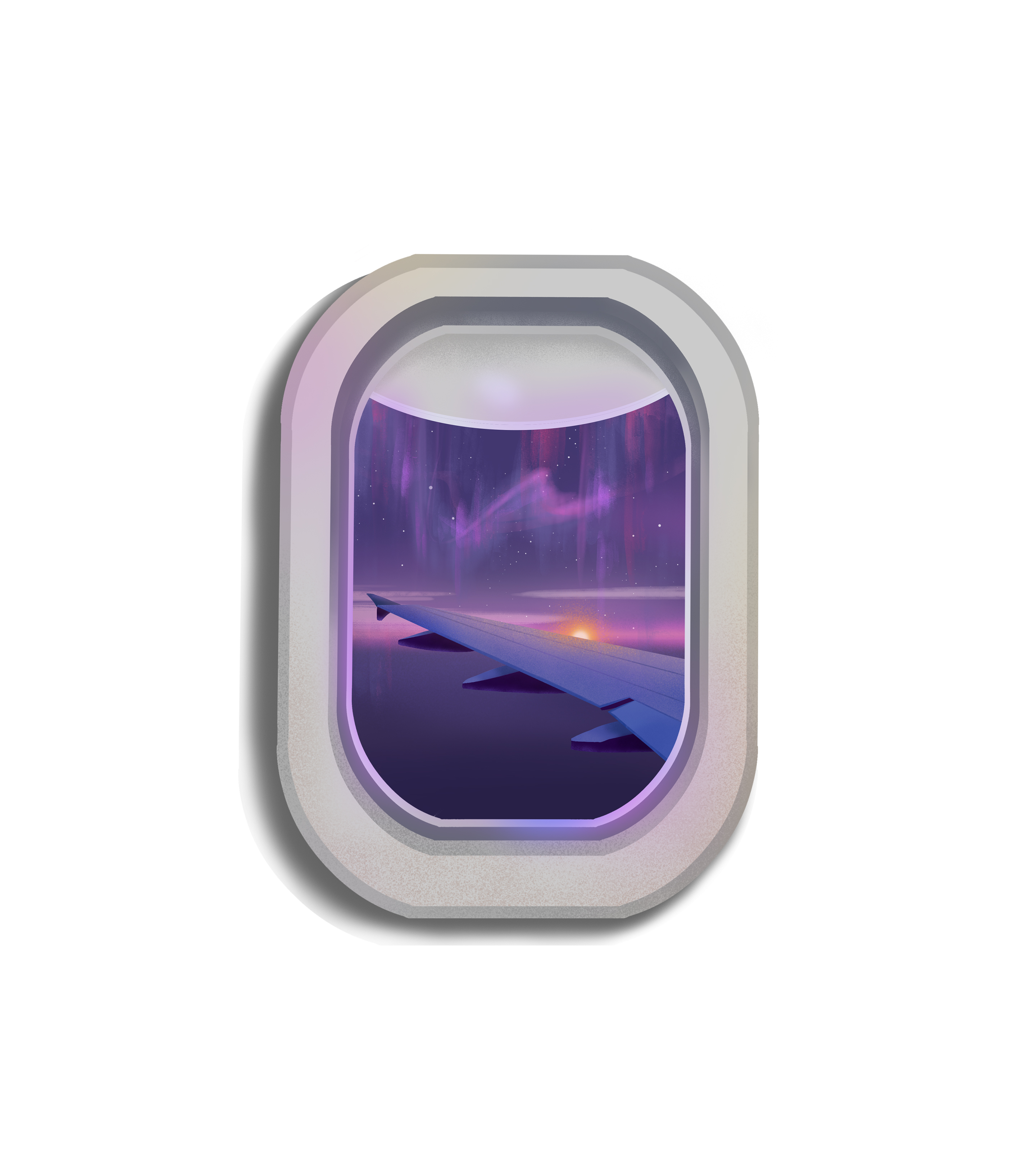 紫色夜间飞机极光