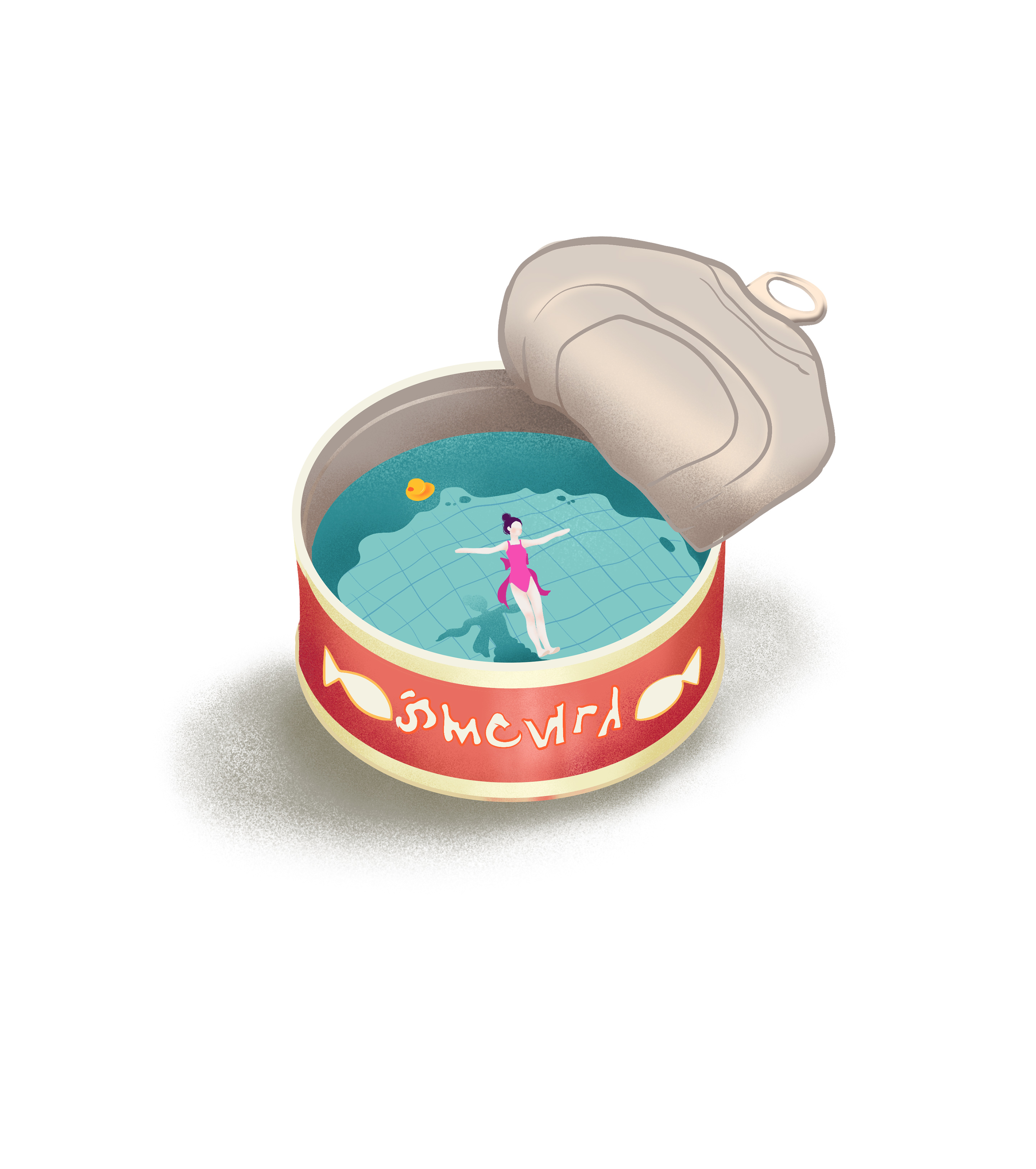 蓝色罐头游泳池元素