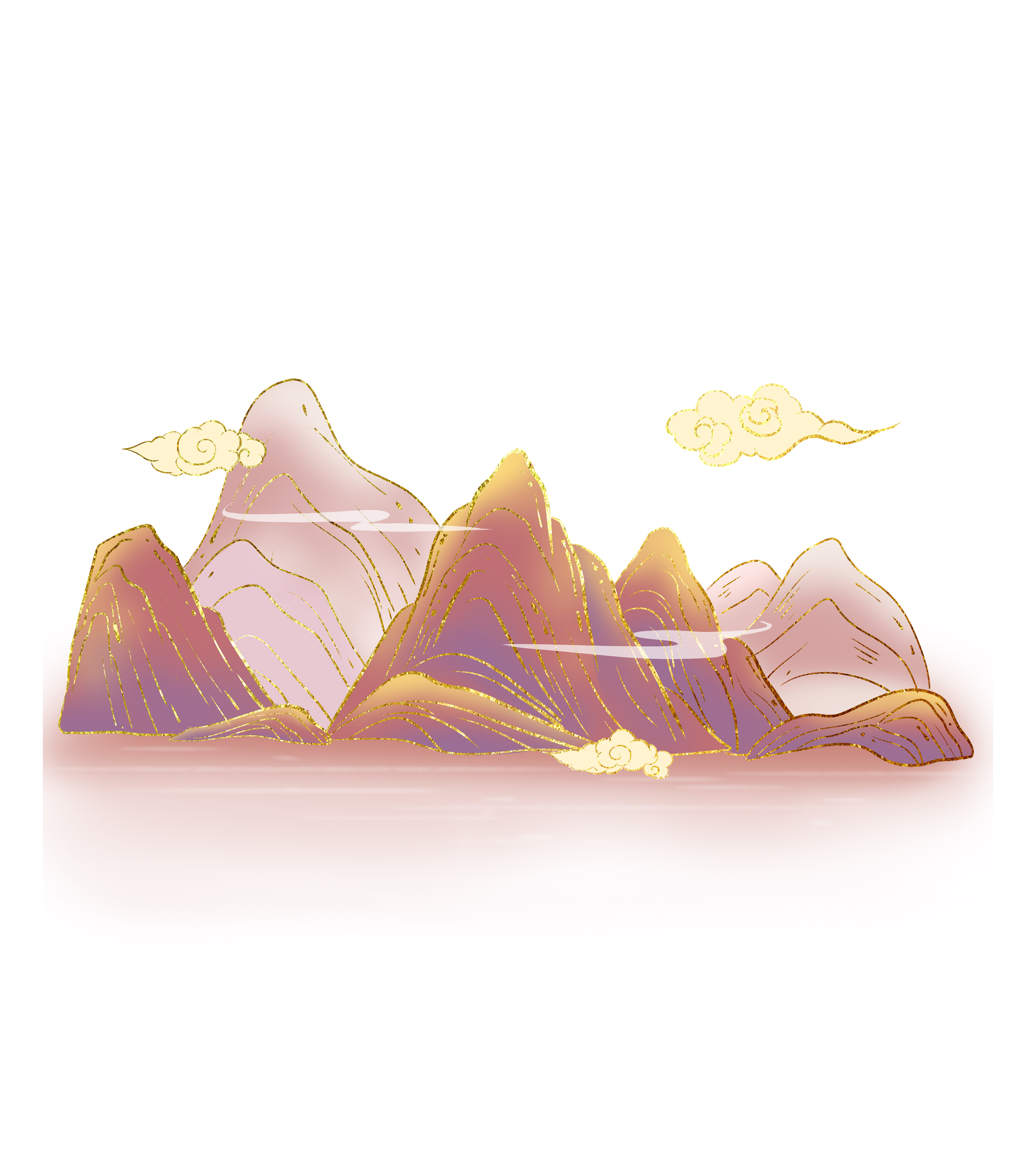 粉色鎏金渐变山川