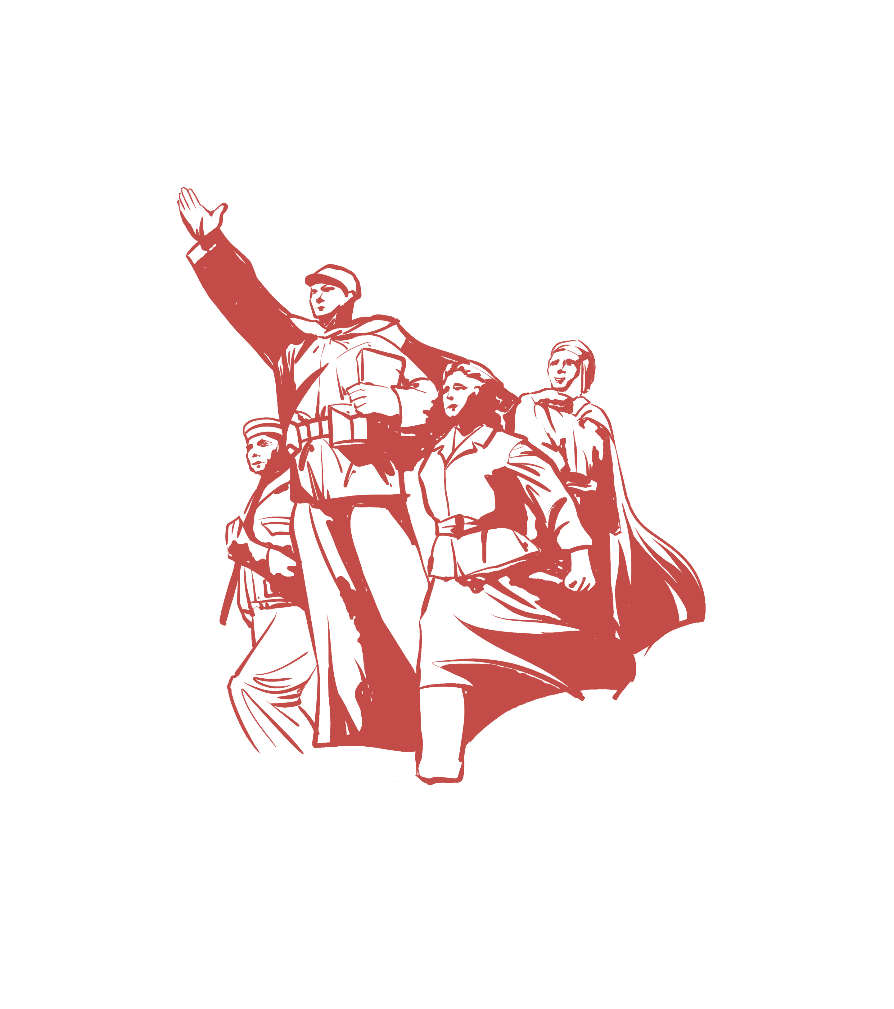 红色剪纸风抗日战士