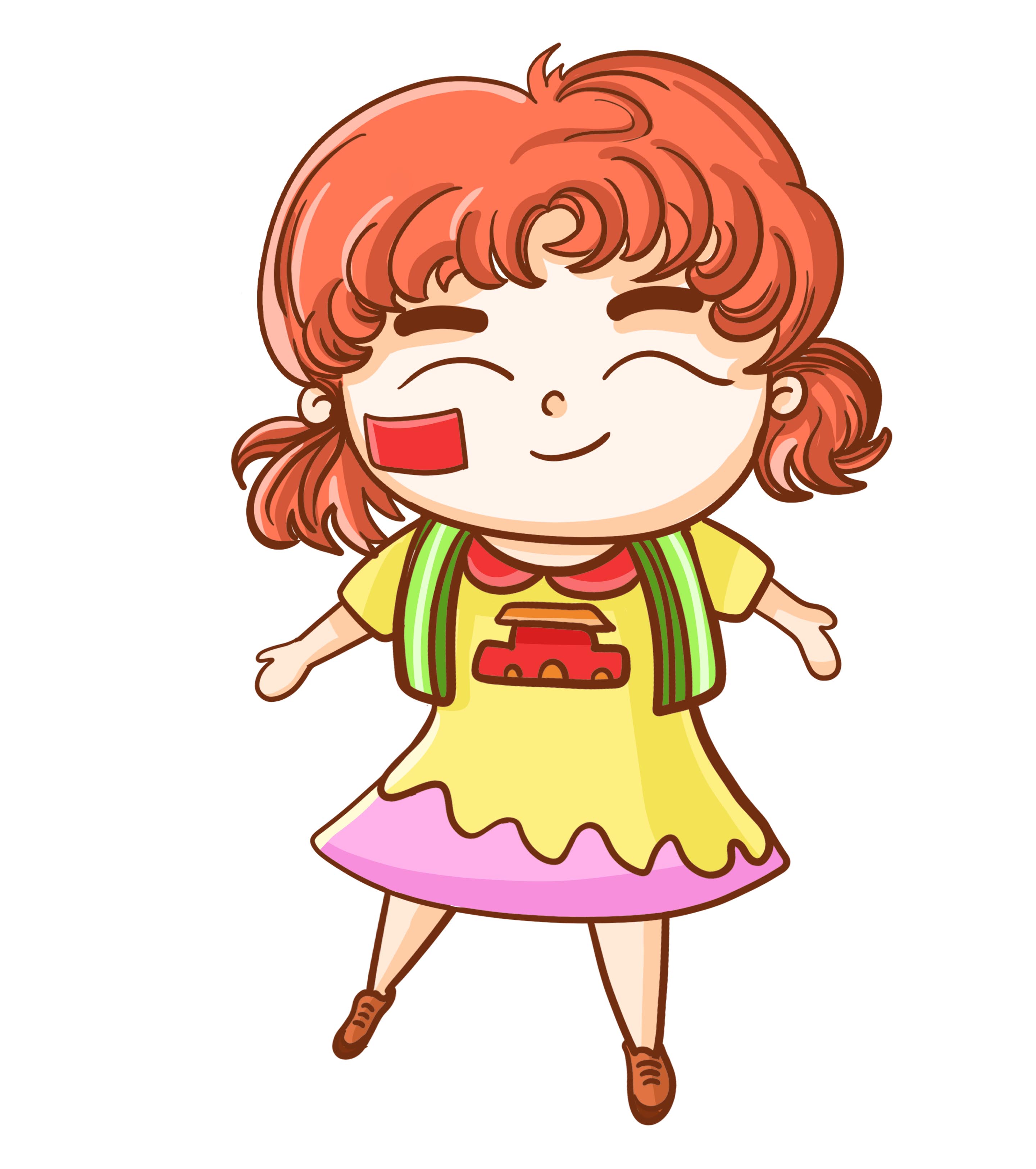 卷发爱国女孩元素