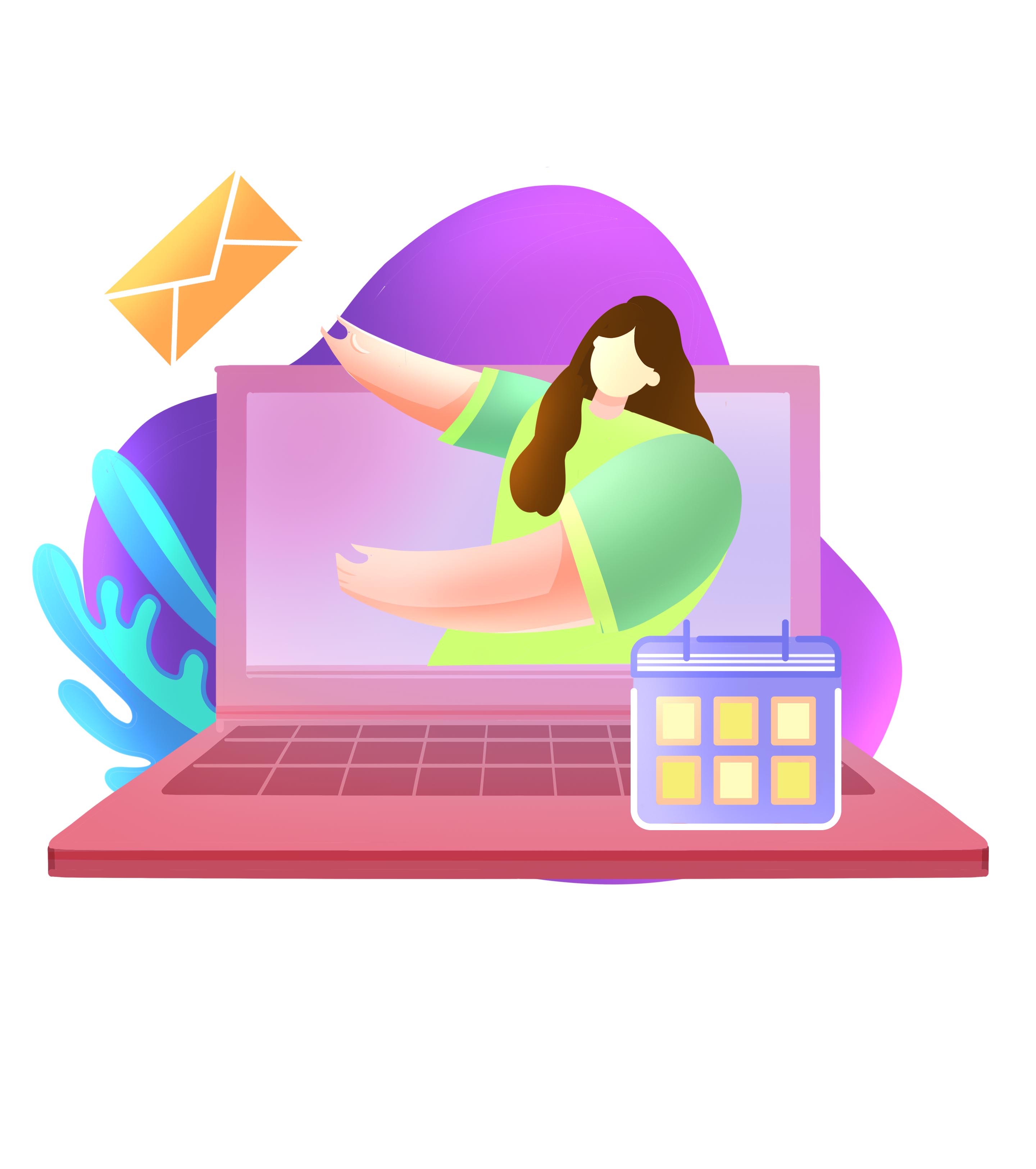 紫色女孩发邮件元素