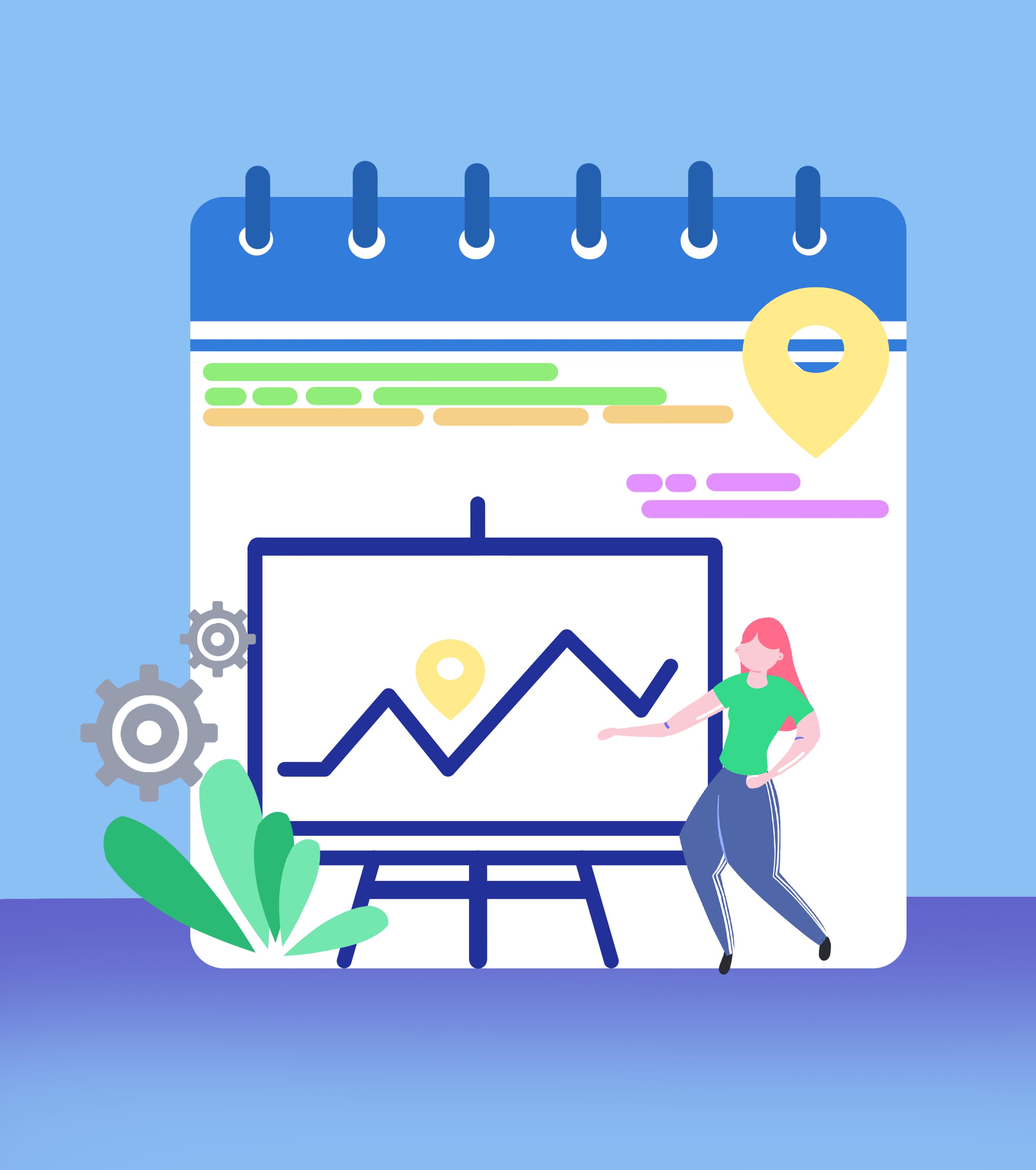 蓝色女孩日历数据元素