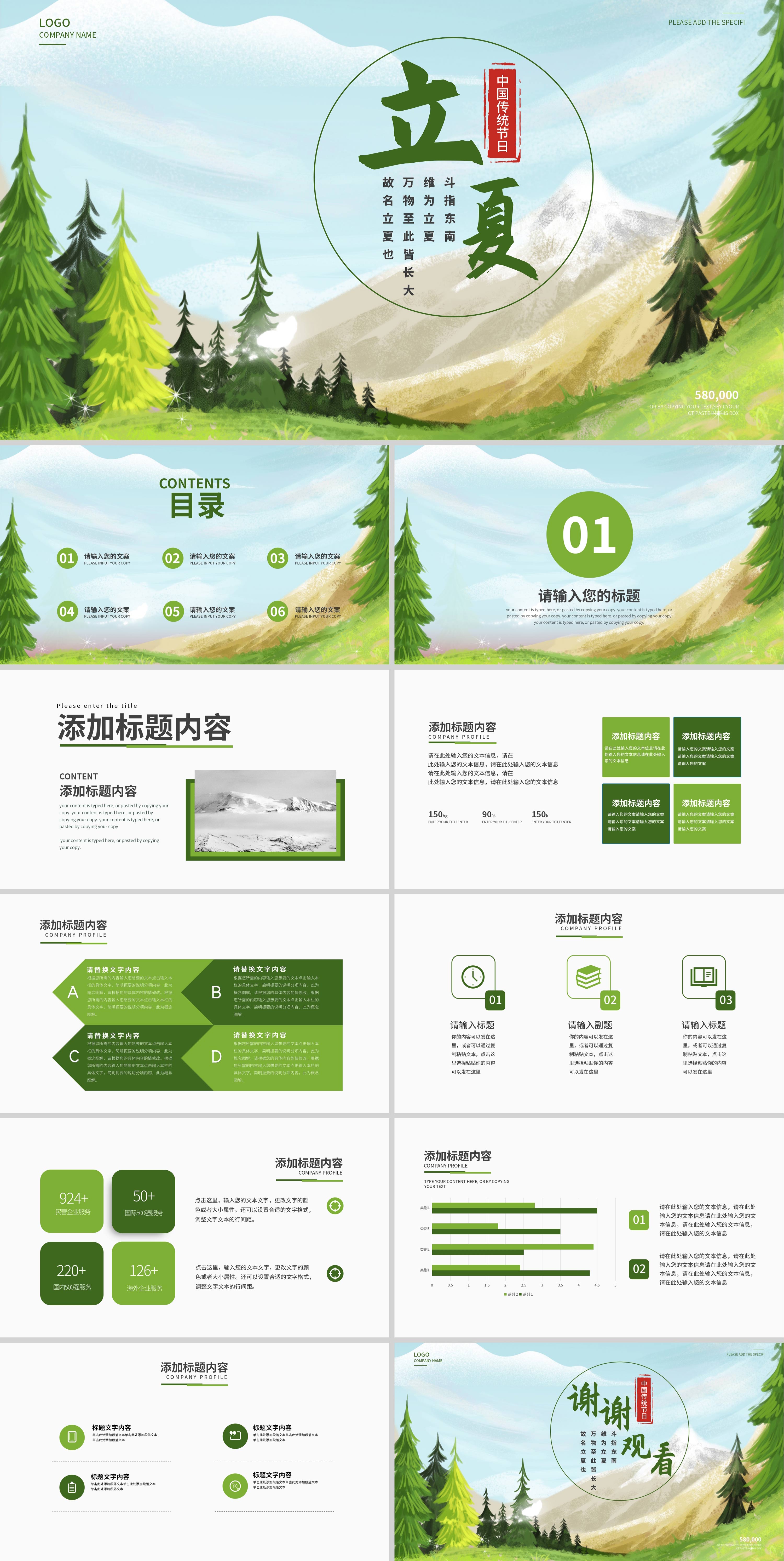 绿色手绘风立夏节气PPT模板