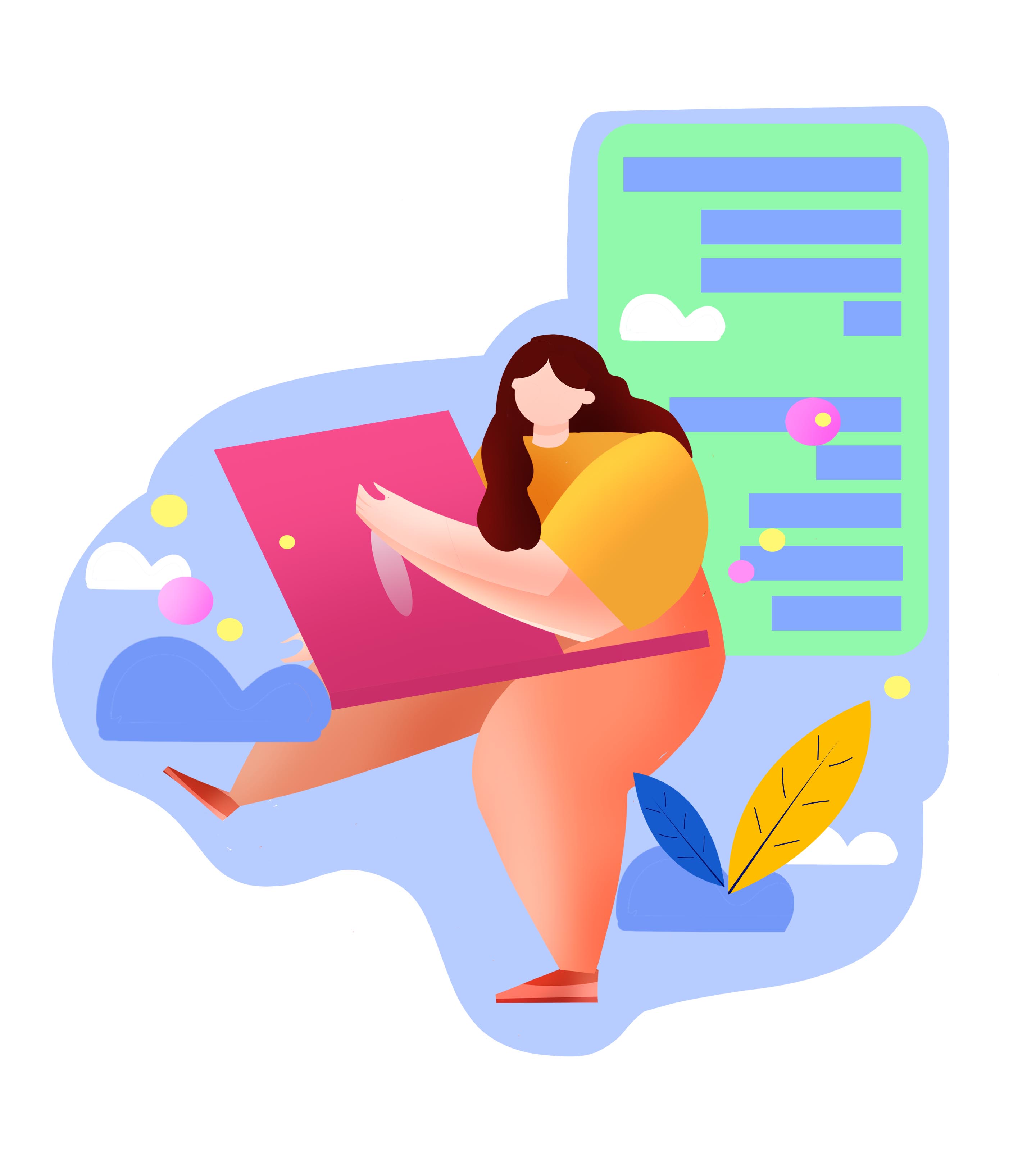 卡通手绘女孩工作元素