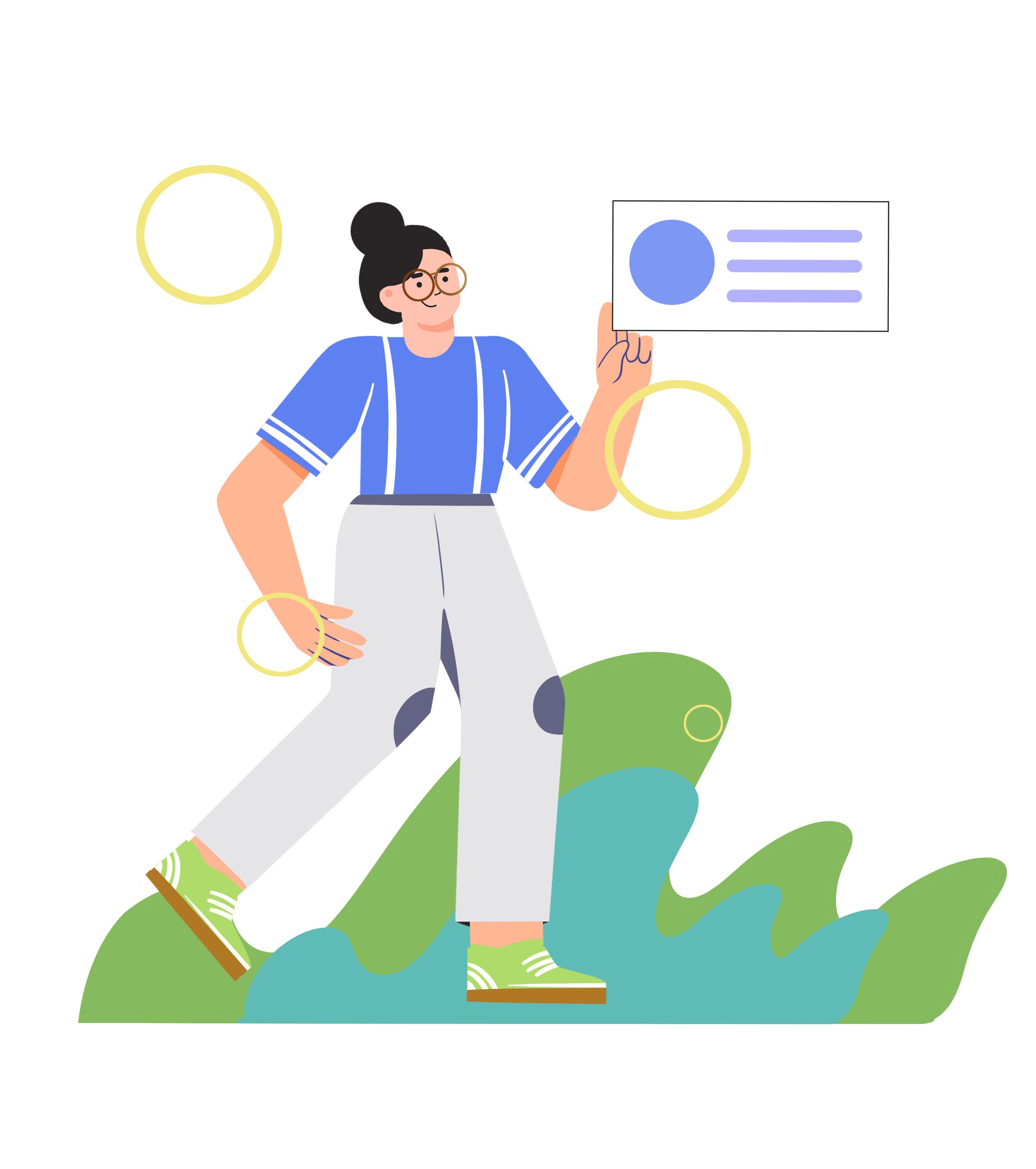 蓝色休闲女孩元素